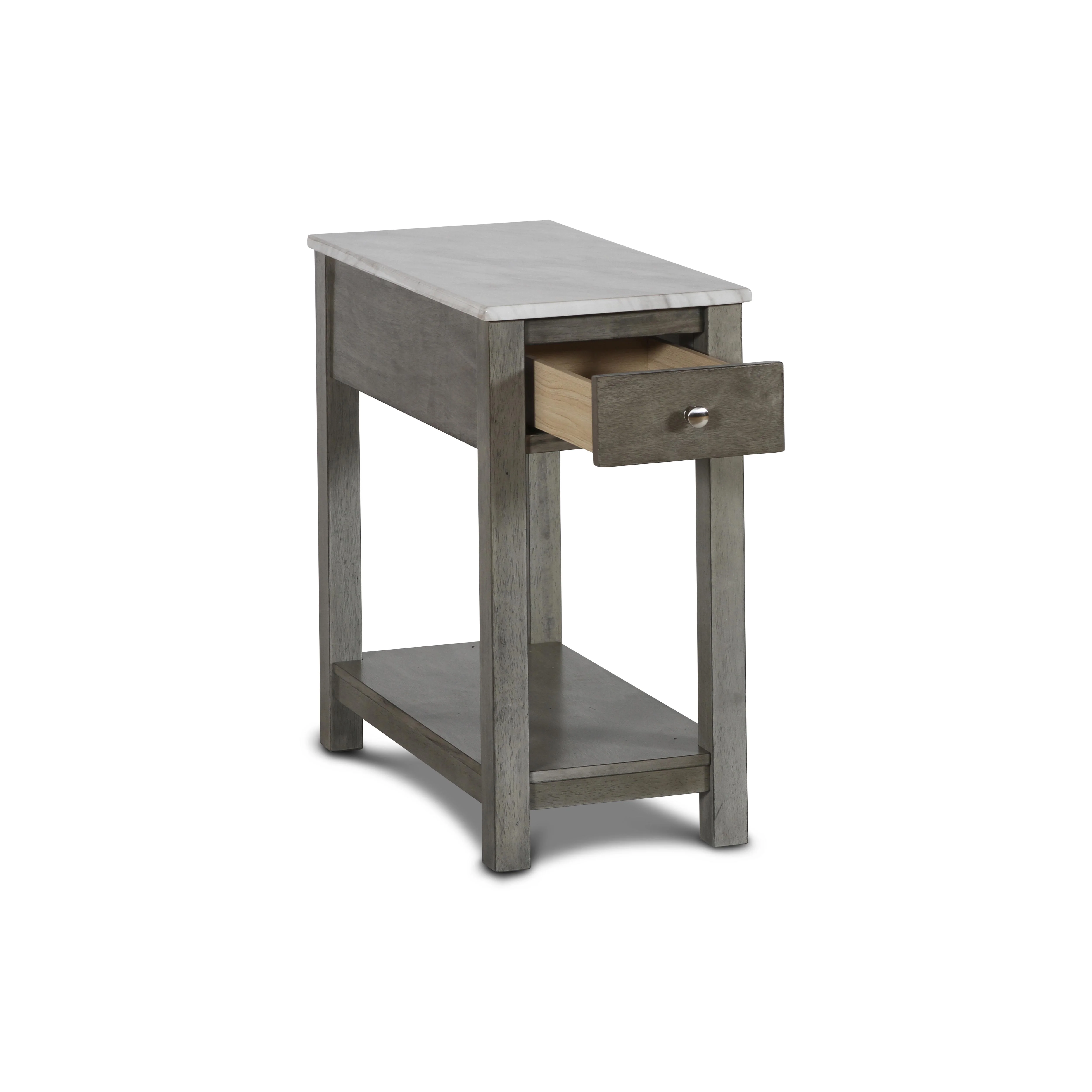 NOAH END TABLE WITH DRAWER-GRAY W/FAUX MARBLE TOP - Image 2