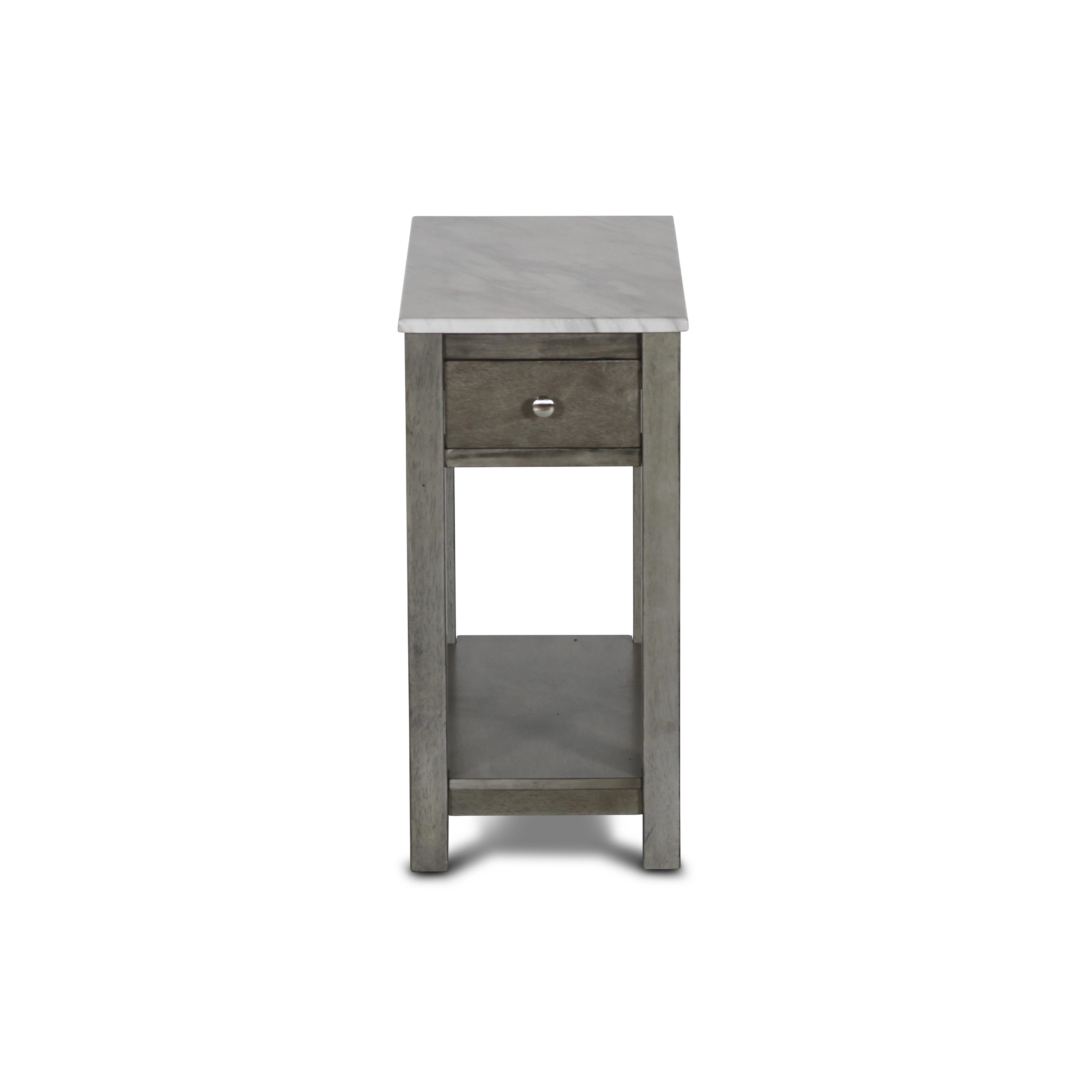 NOAH END TABLE WITH DRAWER-GRAY W/FAUX MARBLE TOP - Image 3