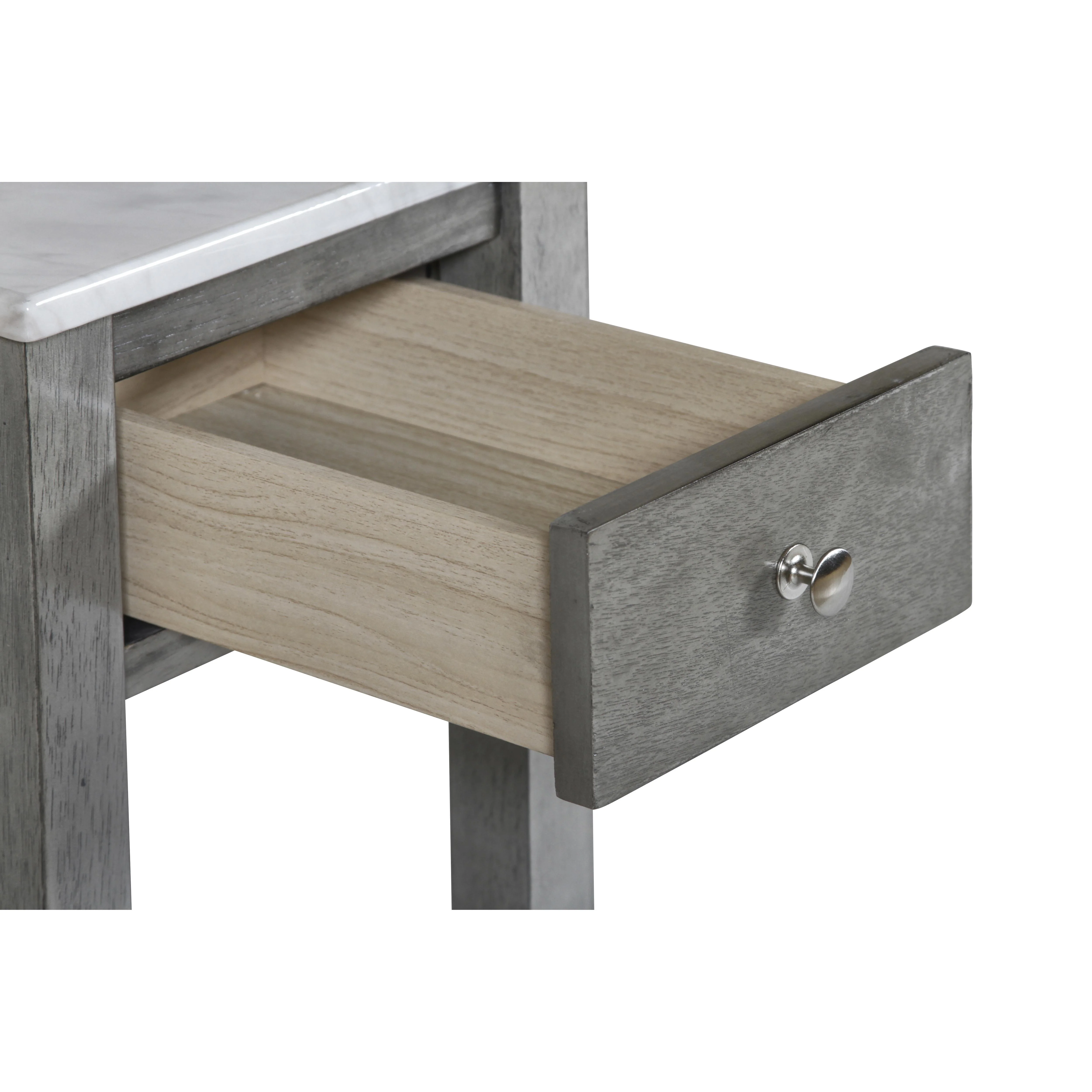 NOAH END TABLE WITH DRAWER-GRAY W/FAUX MARBLE TOP - Image 5