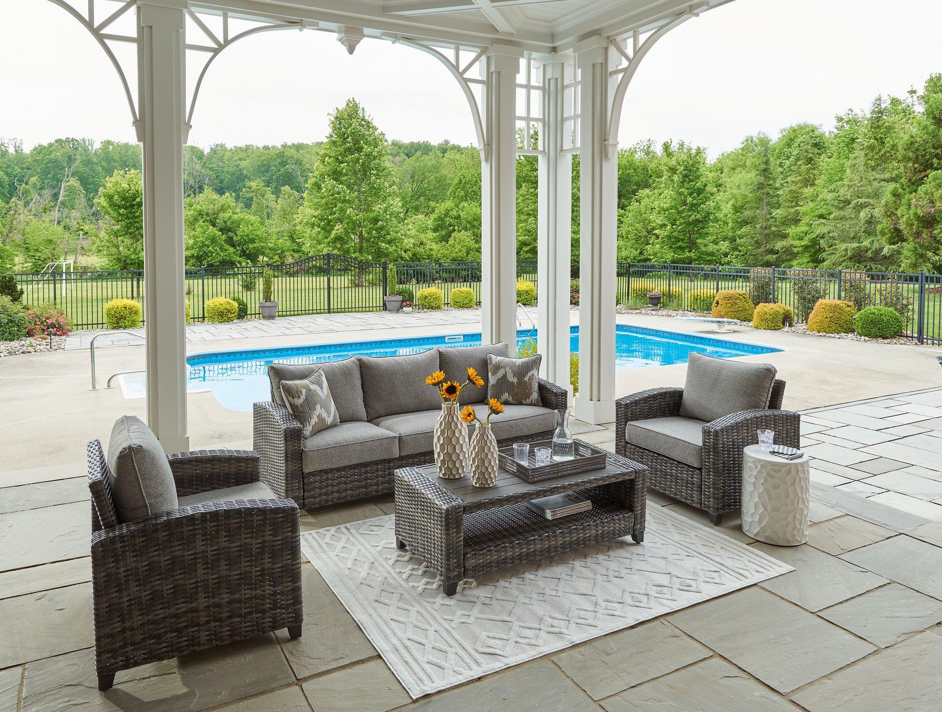 Oasis Court Outdoor Sofa/Chairs/Table Set (Set of 4) - Image 7
