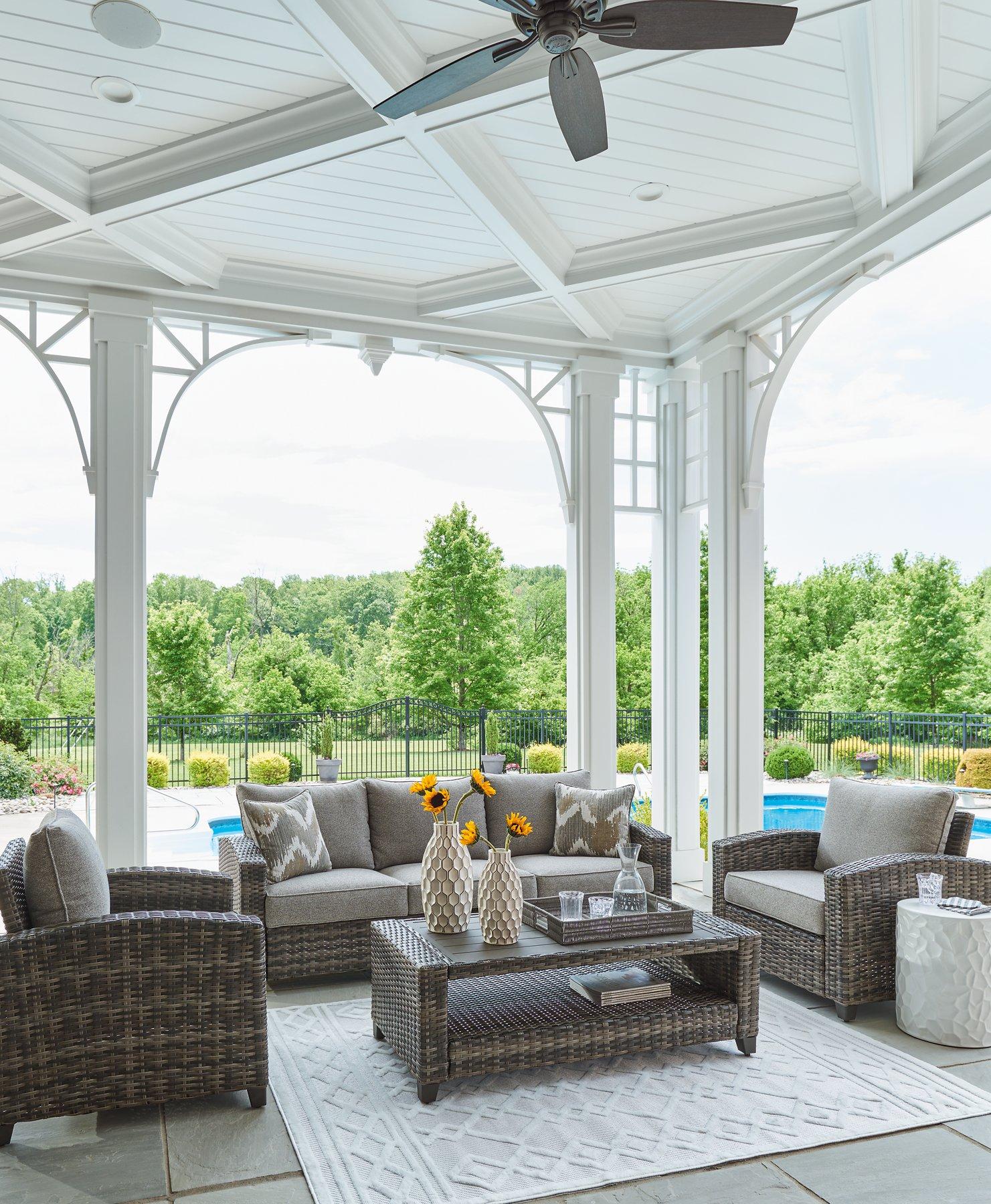 Oasis Court Outdoor Sofa/Chairs/Table Set (Set of 4) - Image 8