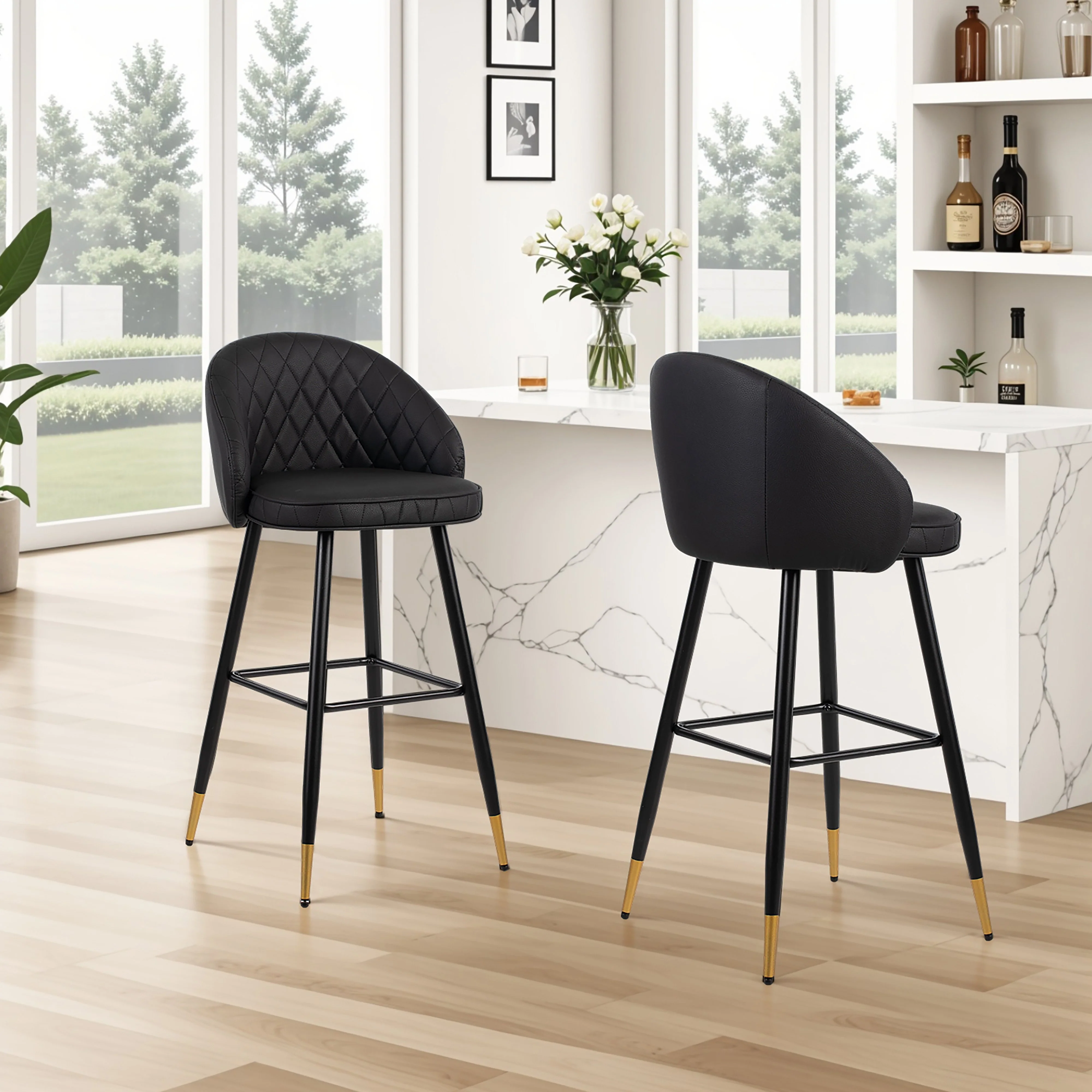 Oliver Black Vegan Leather Bar Chair (2 Per Carton) - Image 6