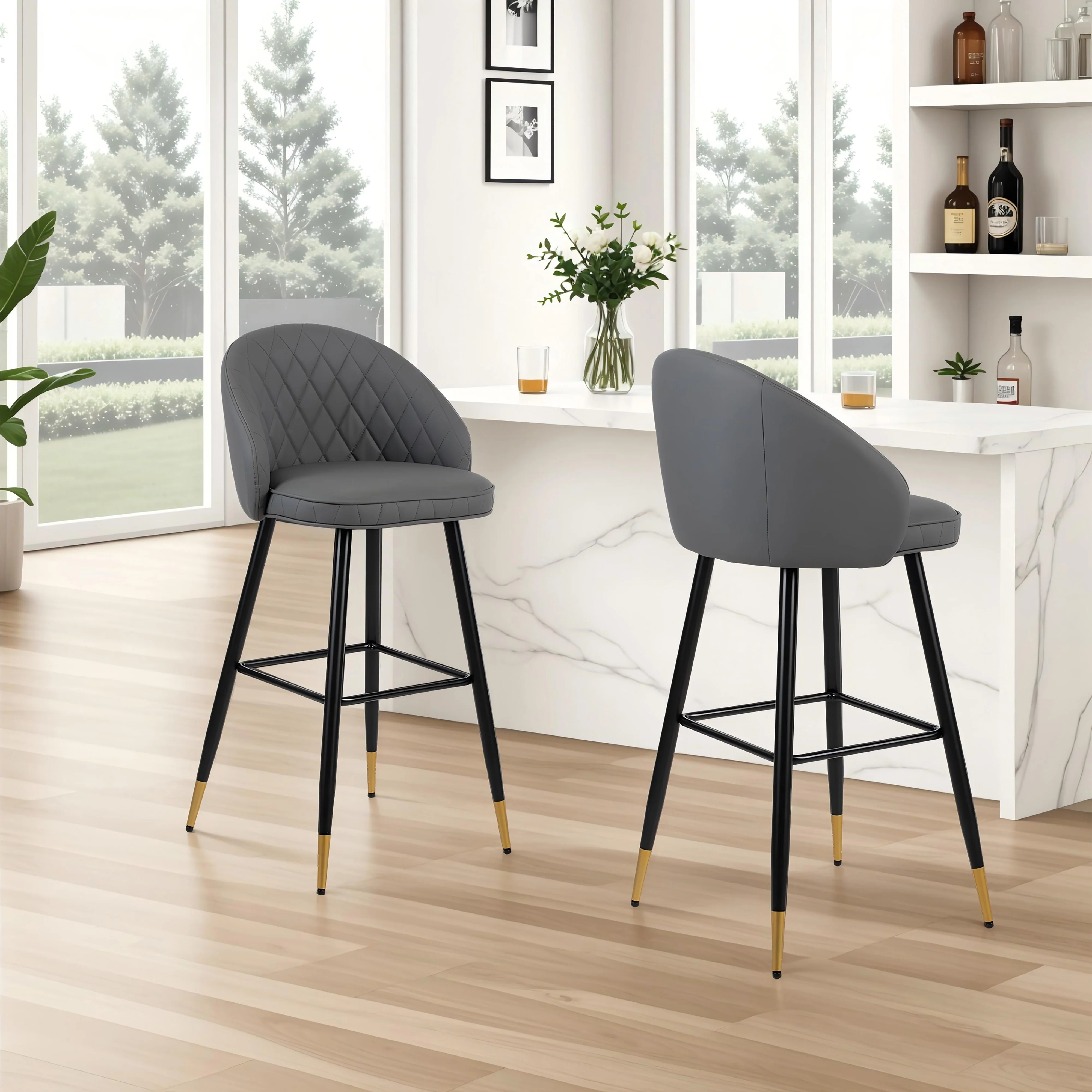 Oliver Gray Vegan Leather Bar Chair (2 Per Carton) - Image 9