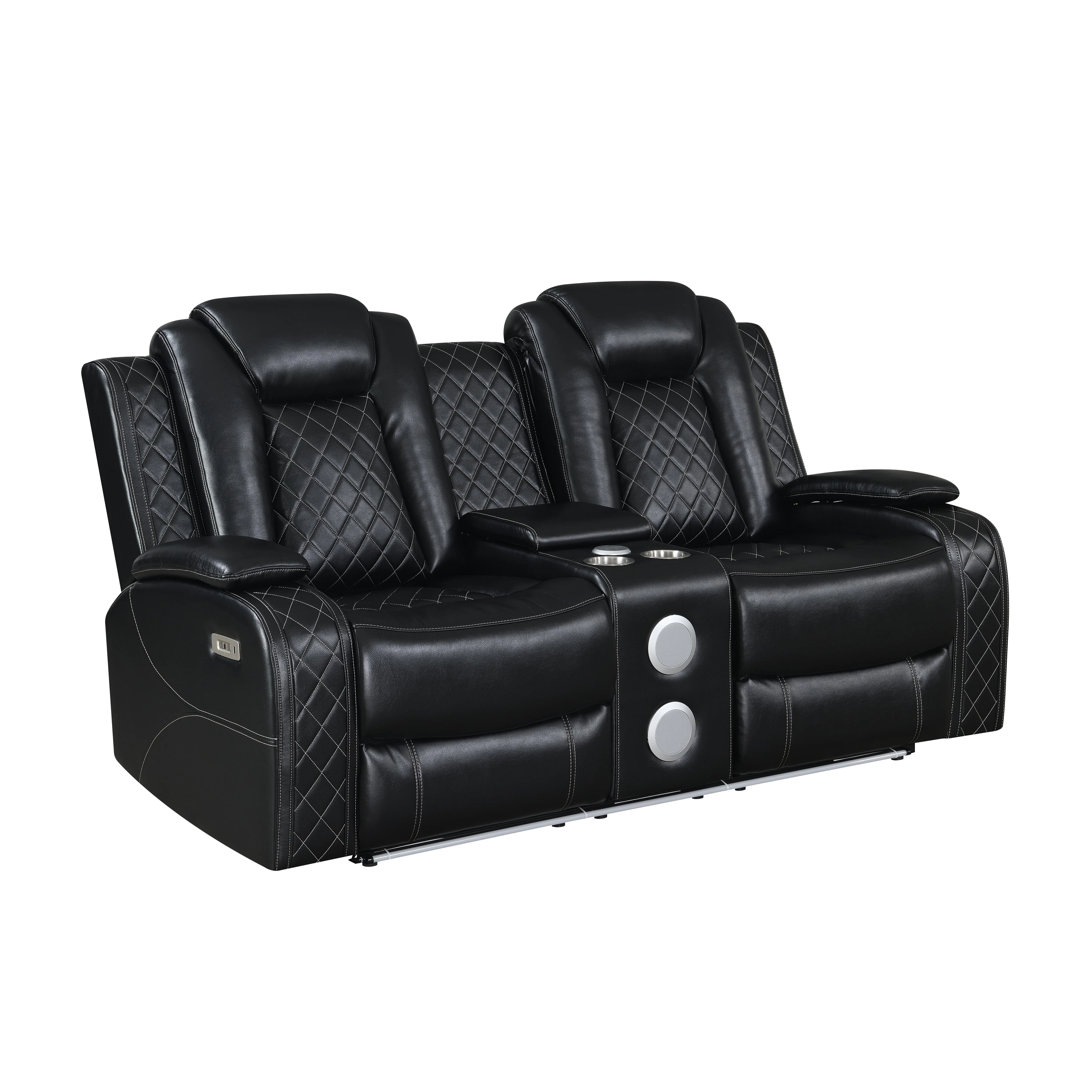 ORION CONSOLE LOVESEAT W/ DUAL RECLINERS-BLACK - Image 2