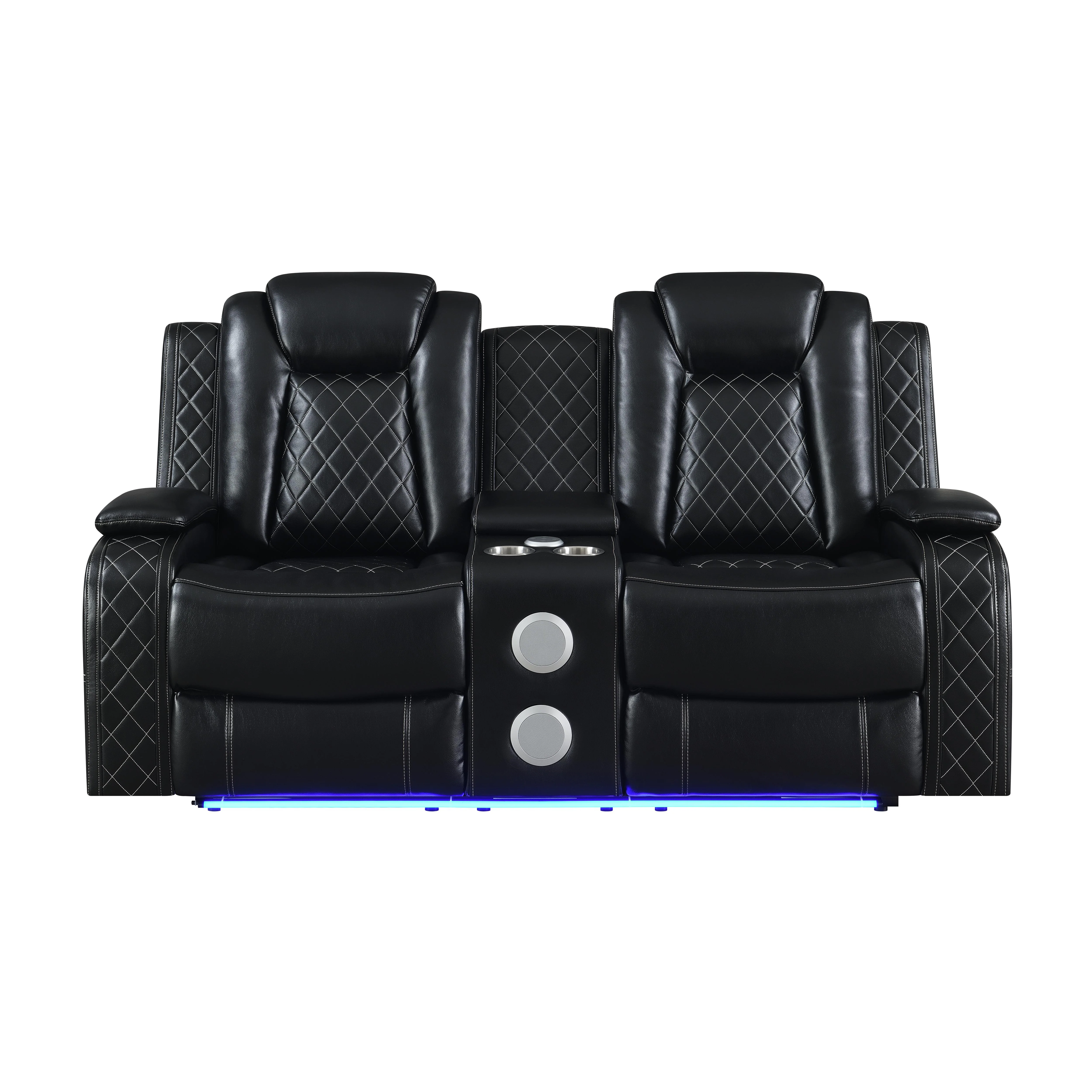 ORION CONSOLE LOVESEAT W/ DUAL RECLINERS-BLACK - Image 3