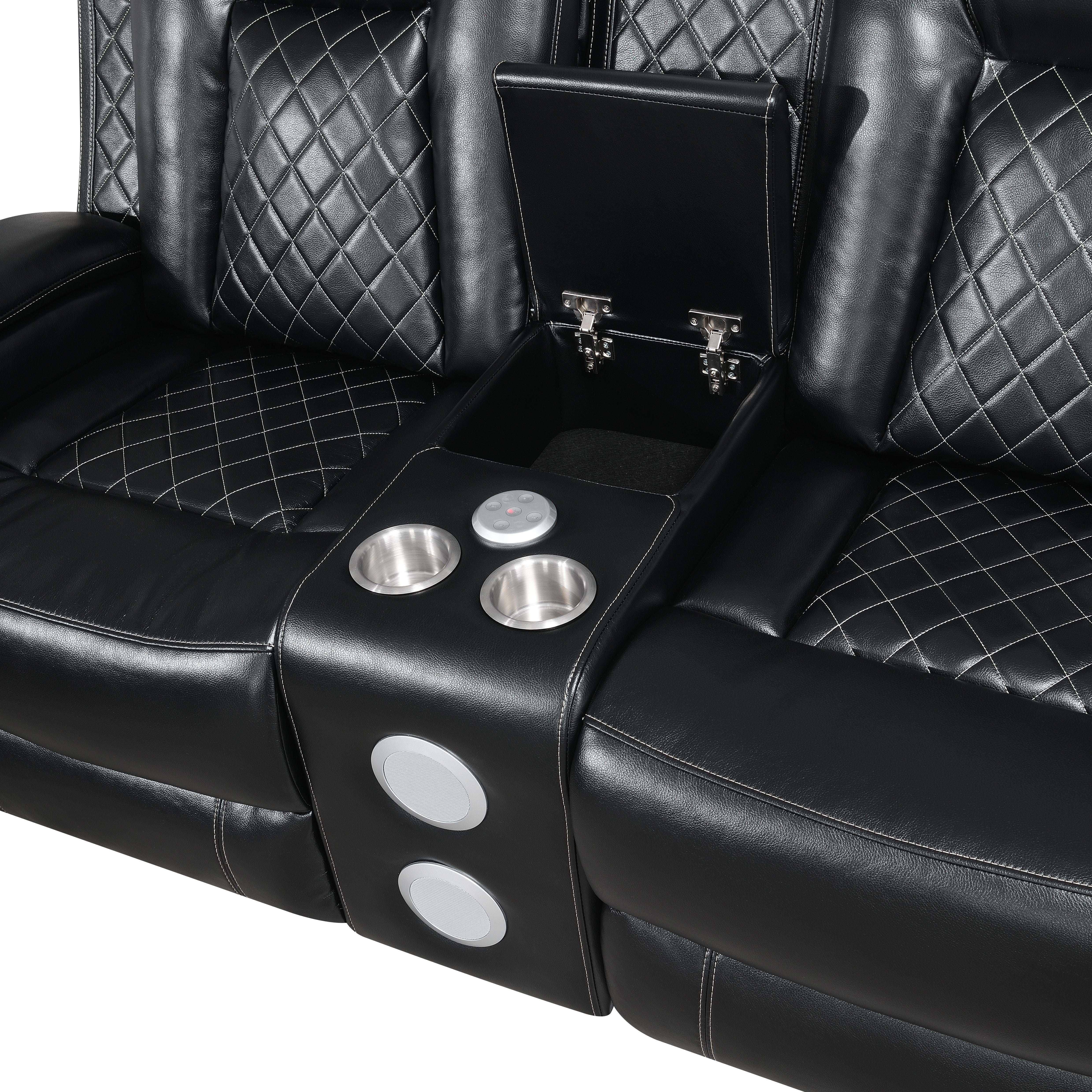 ORION CONSOLE LOVESEAT W/ DUAL RECLINERS-BLACK - Image 5