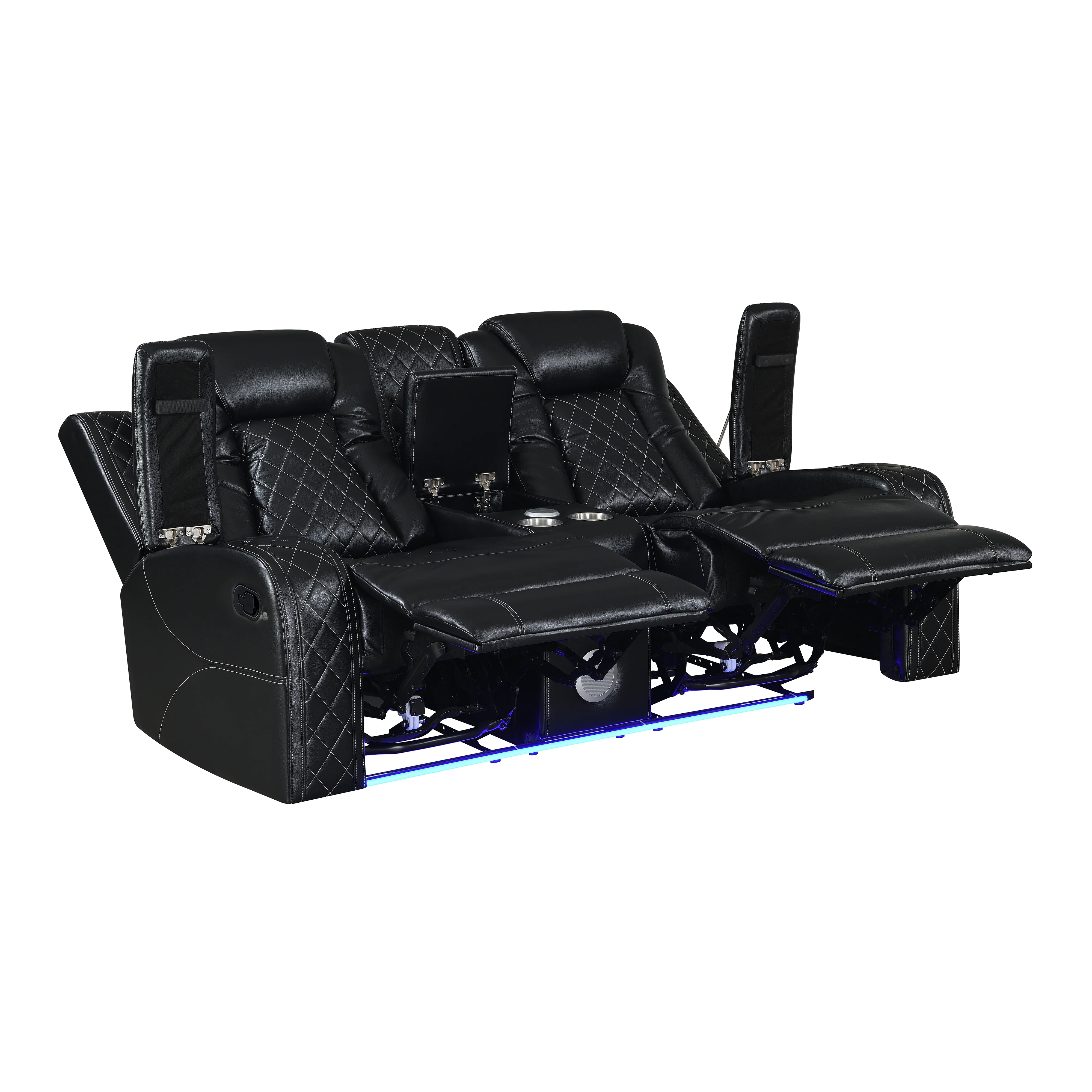 Orion Ii Console Loveseat W/ Dual Recliners-Black - Image 3