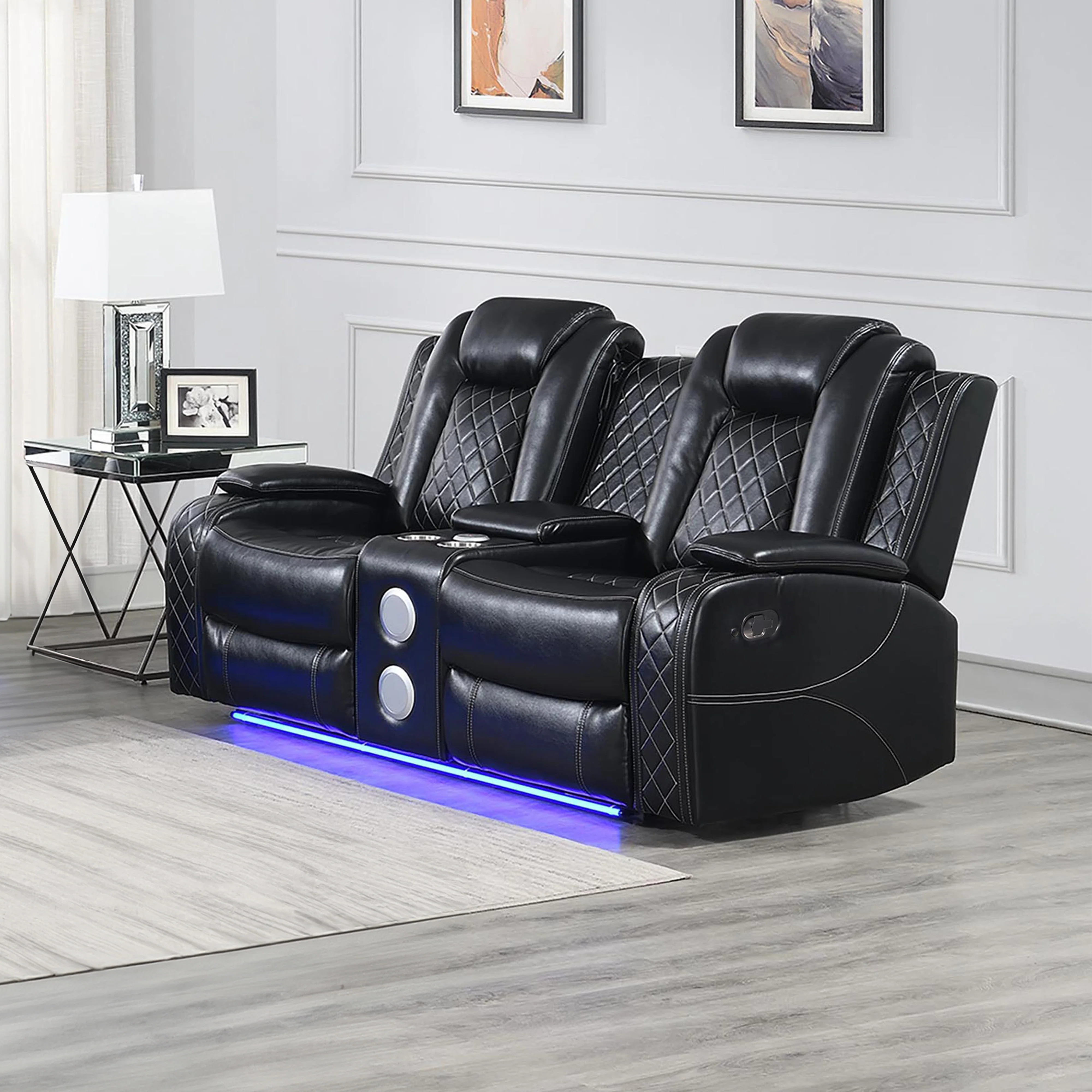 Orion Ii Console Loveseat W/ Dual Recliners-Black - Image 7