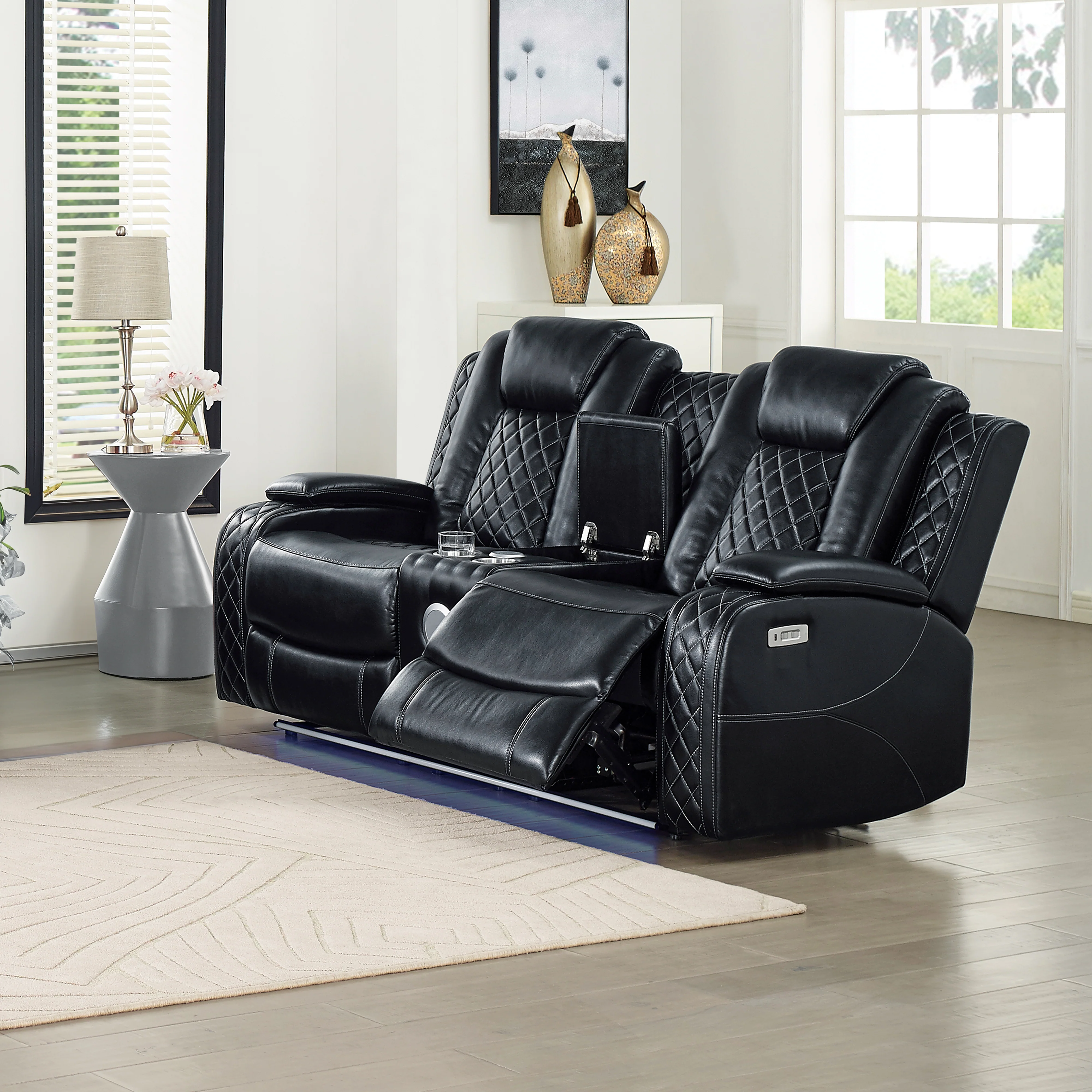 Orion Ii Console Loveseat W/ Pwr Fr & Hr-Black - Image 7