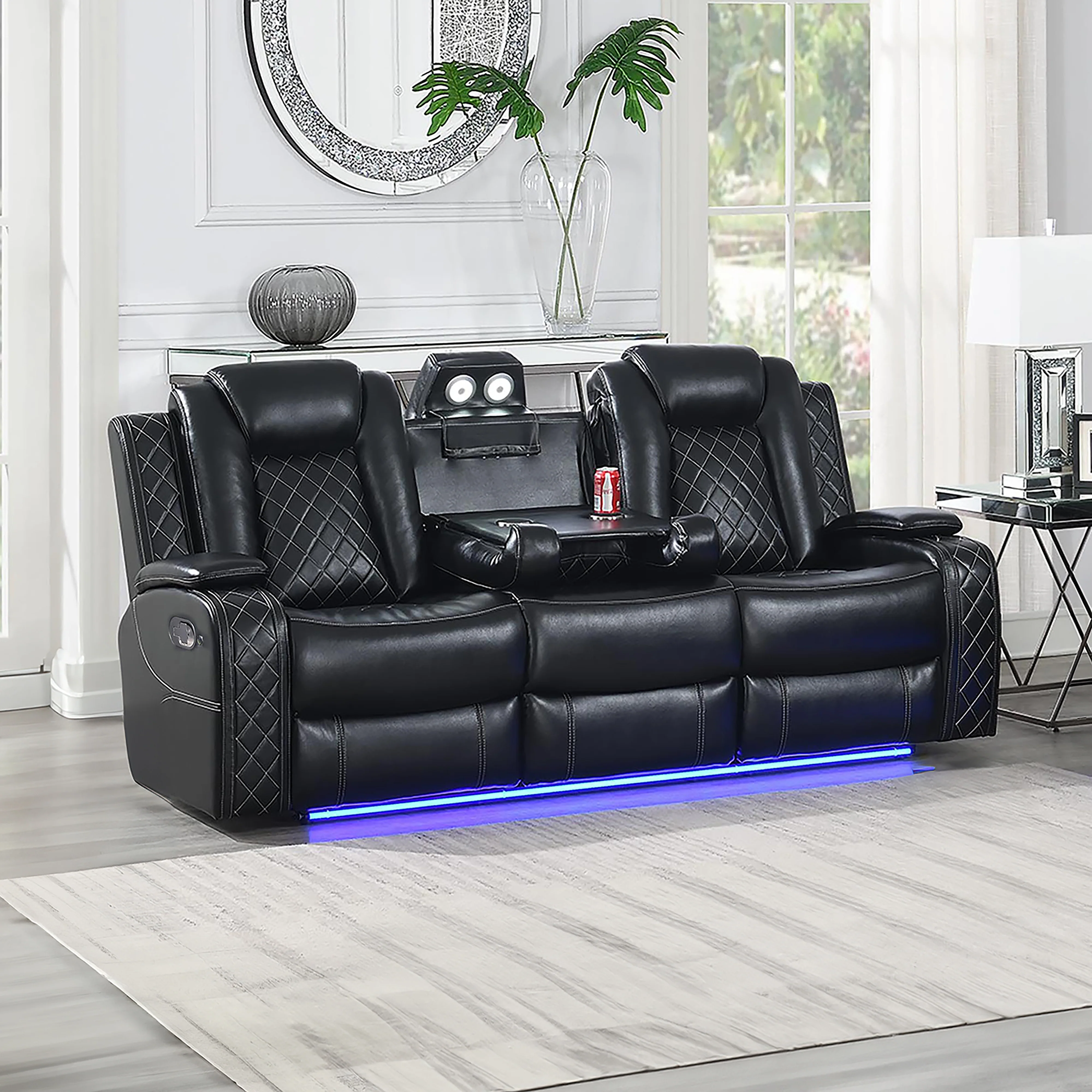 Orion Ii Sofa W/Dual Recliner-Black - Image 7