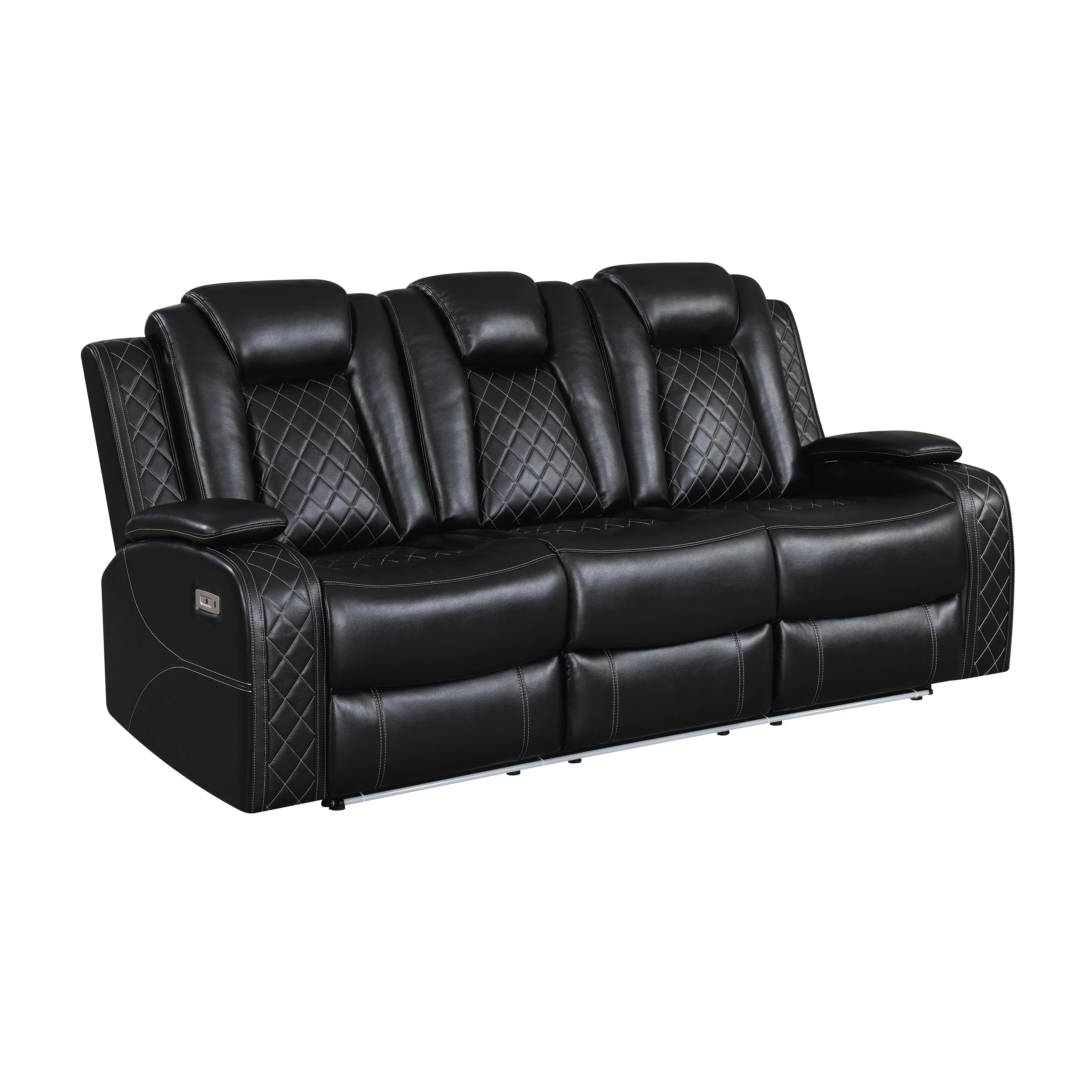 ORION SOFA W/DUAL RECLINER-BLACK - Image 2