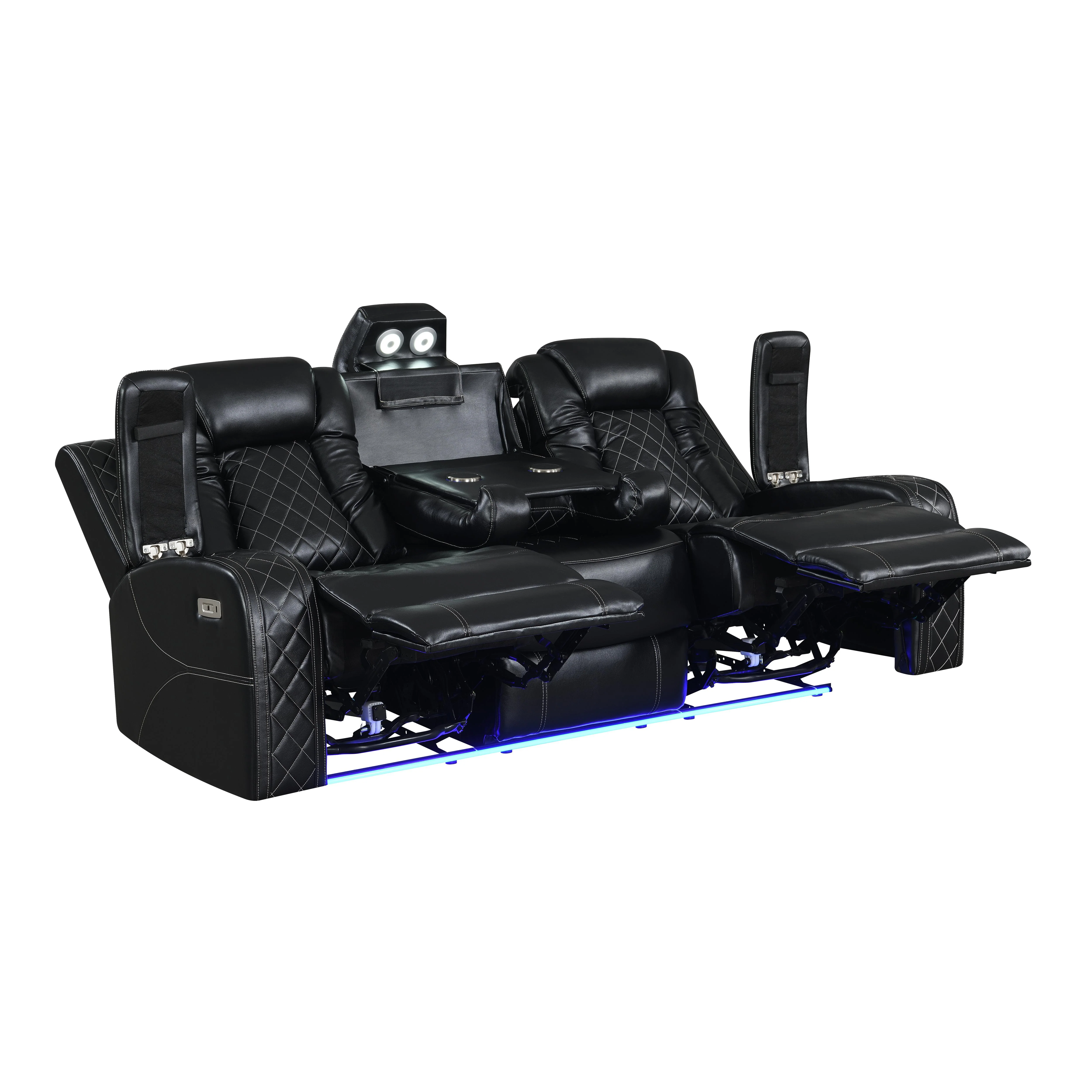 ORION SOFA W/DUAL RECLINER-BLACK - Image 4