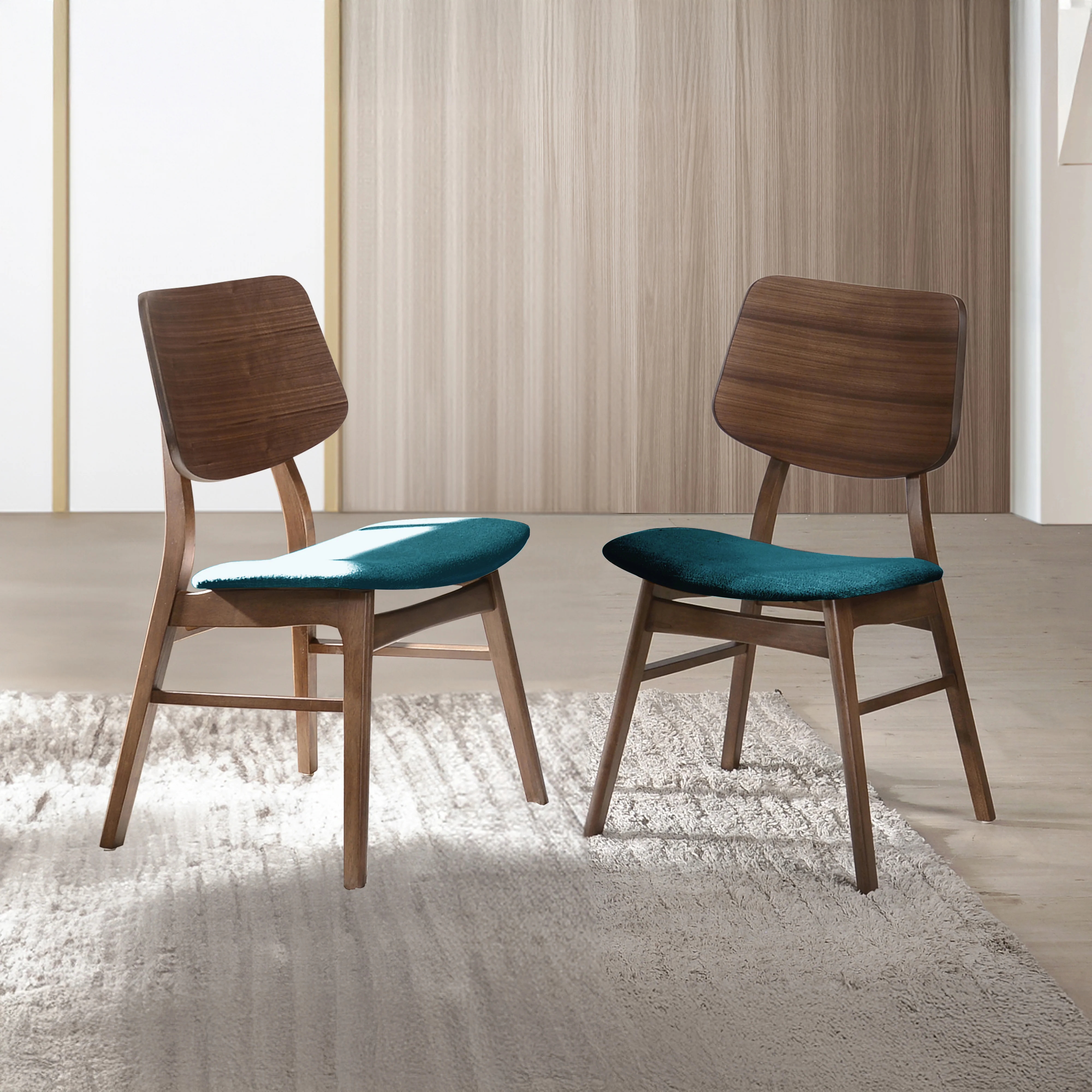 Oscar Chair With Forest Green Cushion-Walnut - Image 7
