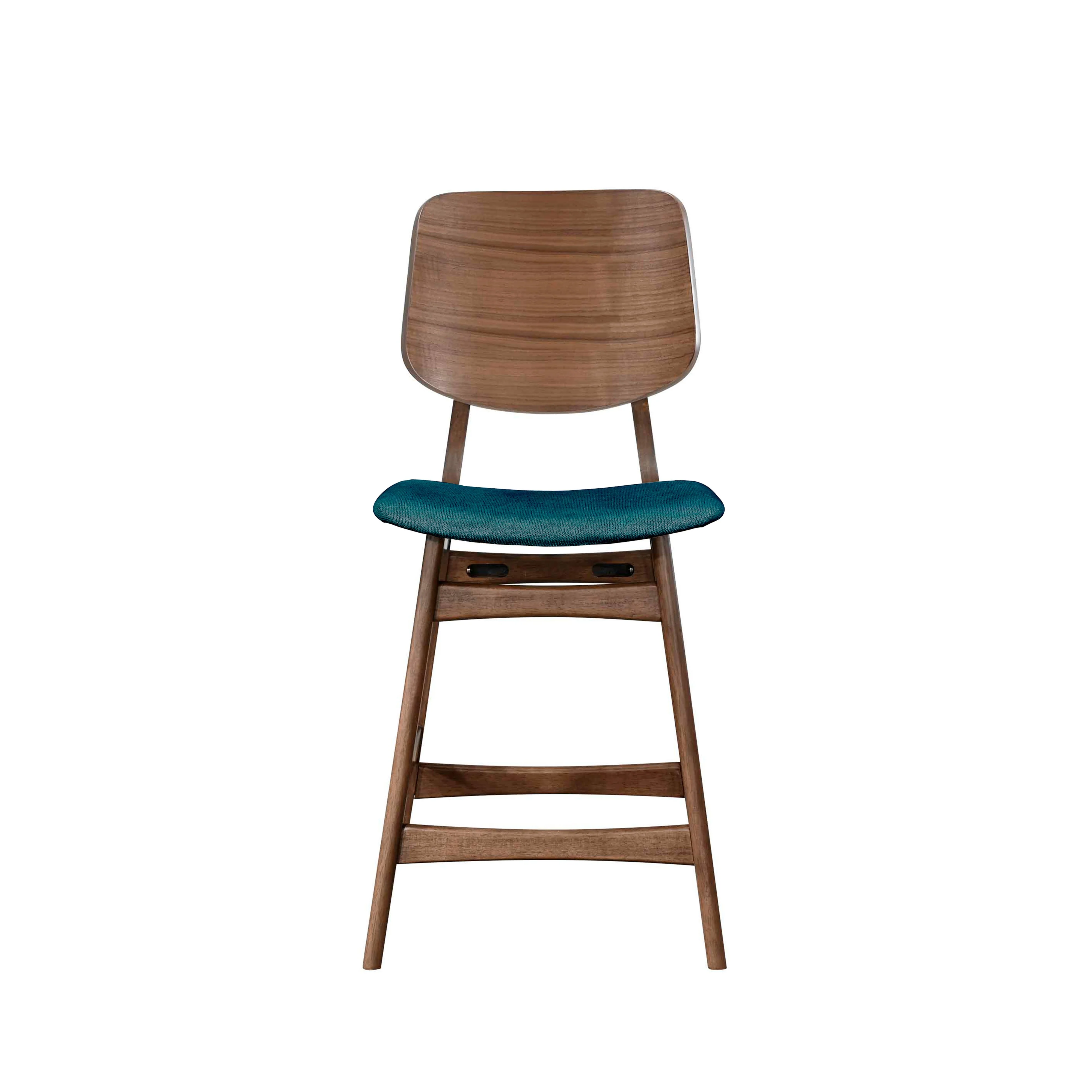 Oscar Counter Chair With Forest Green Cushion-Walnut - Image 2