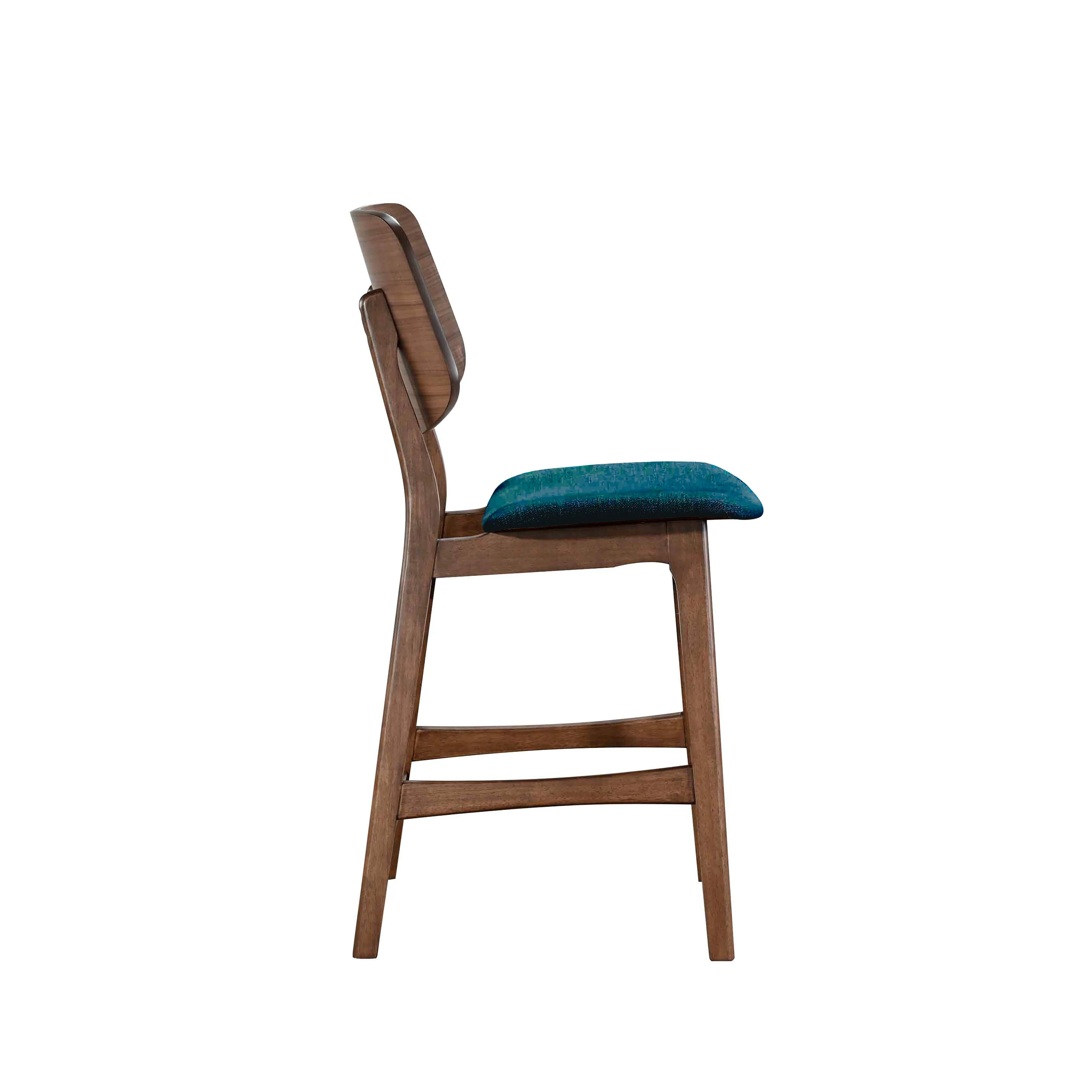 Oscar Counter Chair With Forest Green Cushion-Walnut - Image 3