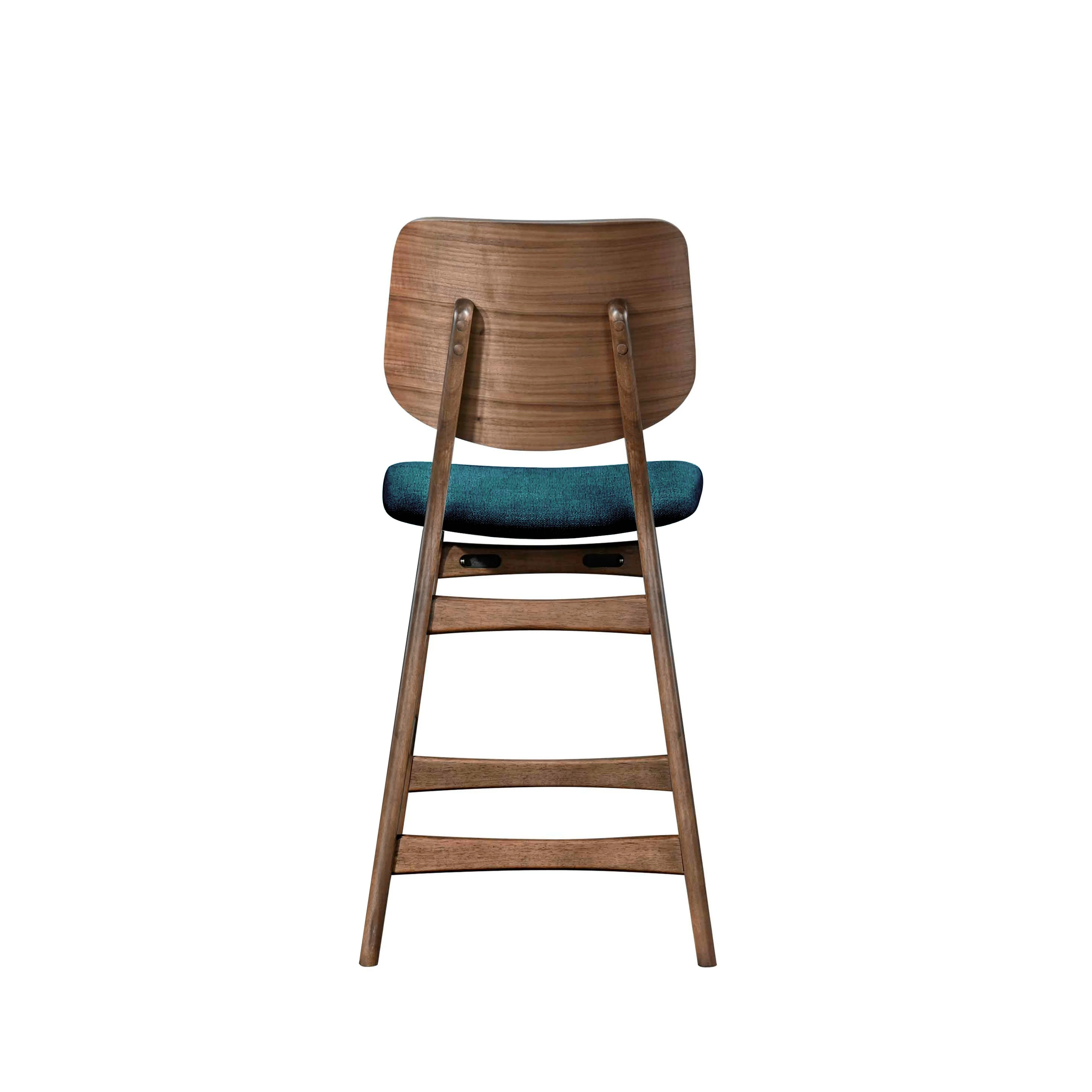 Oscar Counter Chair With Forest Green Cushion-Walnut - Image 4