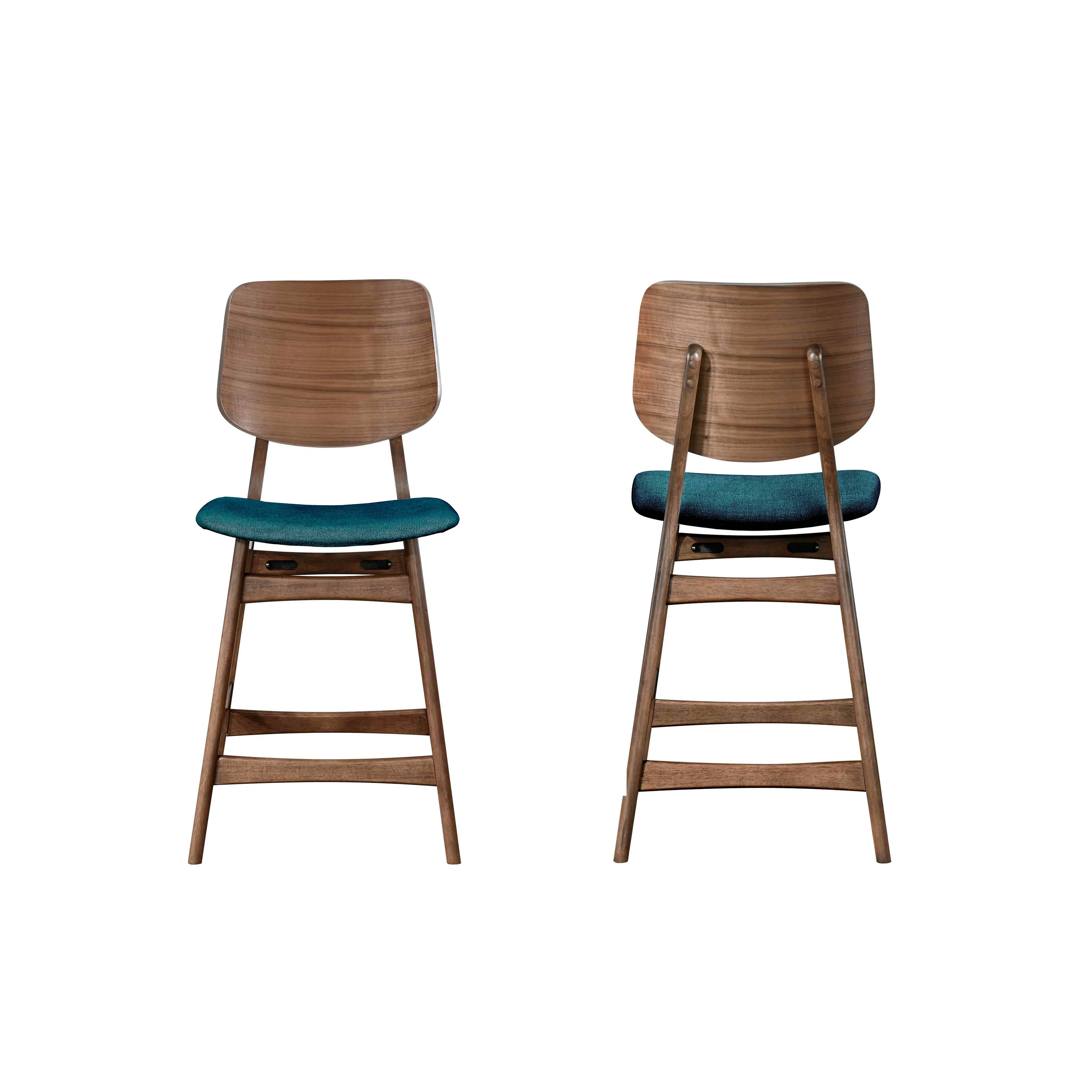 Oscar Counter Chair With Forest Green Cushion-Walnut - Image 6
