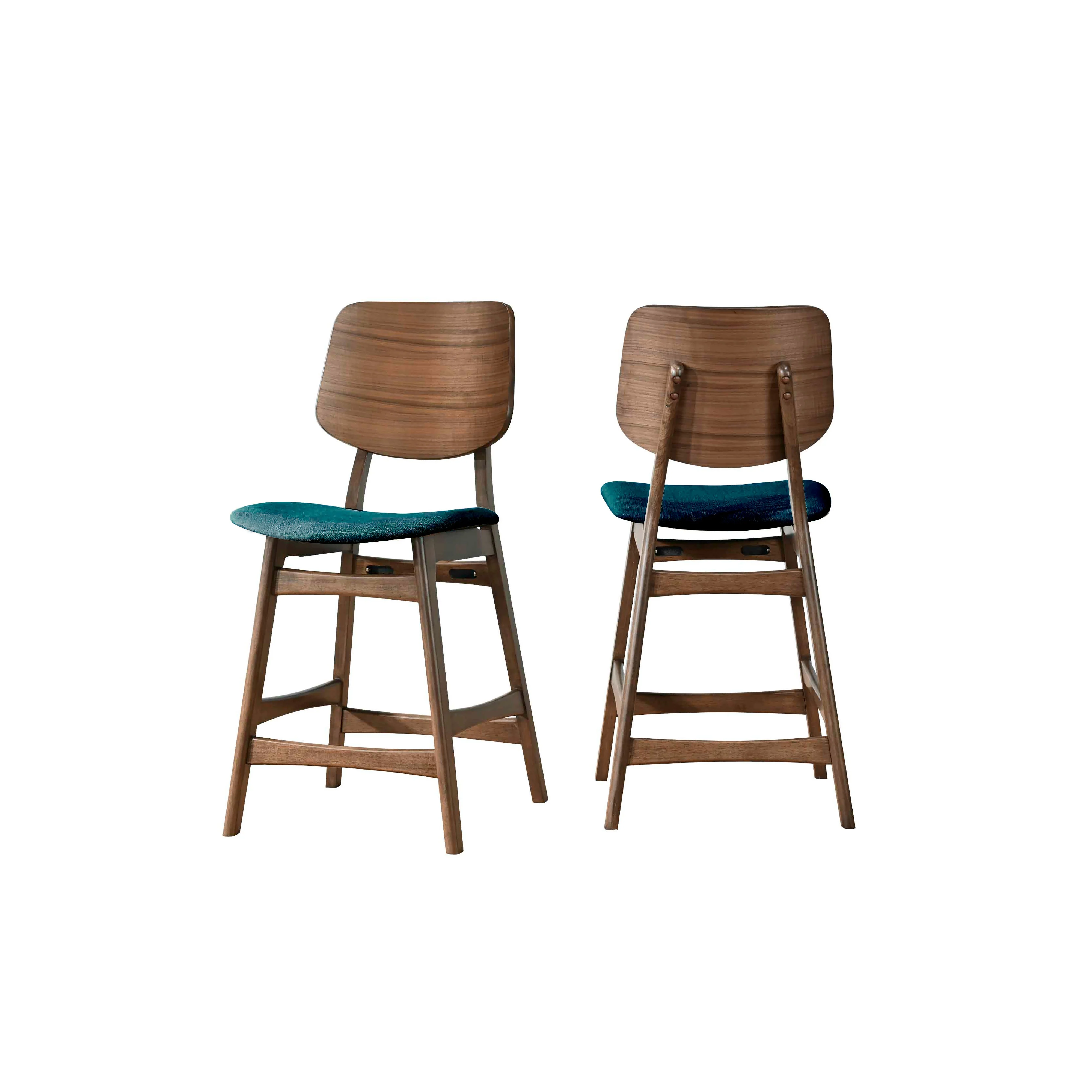 Oscar Counter Chair With Forest Green Cushion-Walnut - Image 7