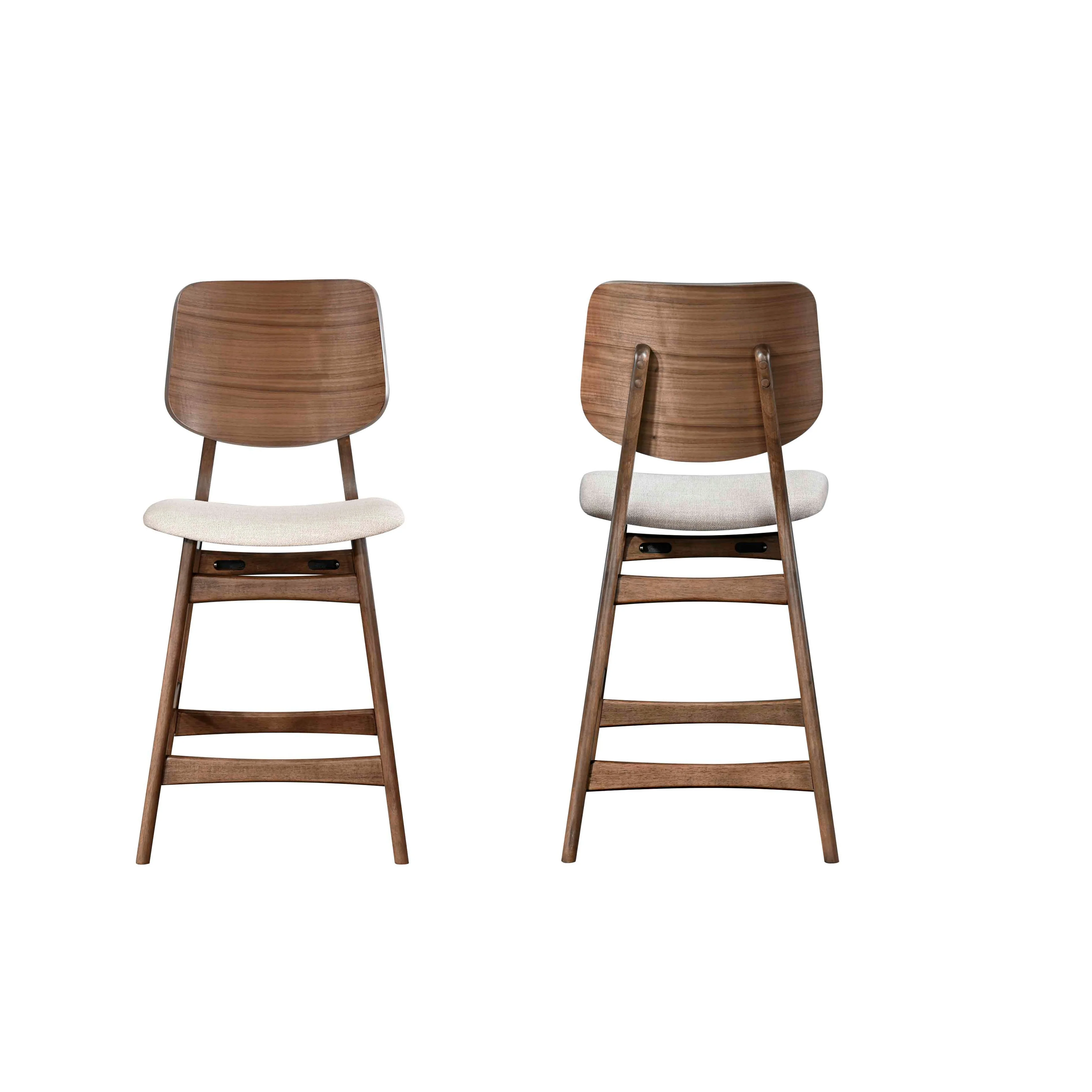 Oscar Counter Chair With Natural Cushion-Walnut - Image 6