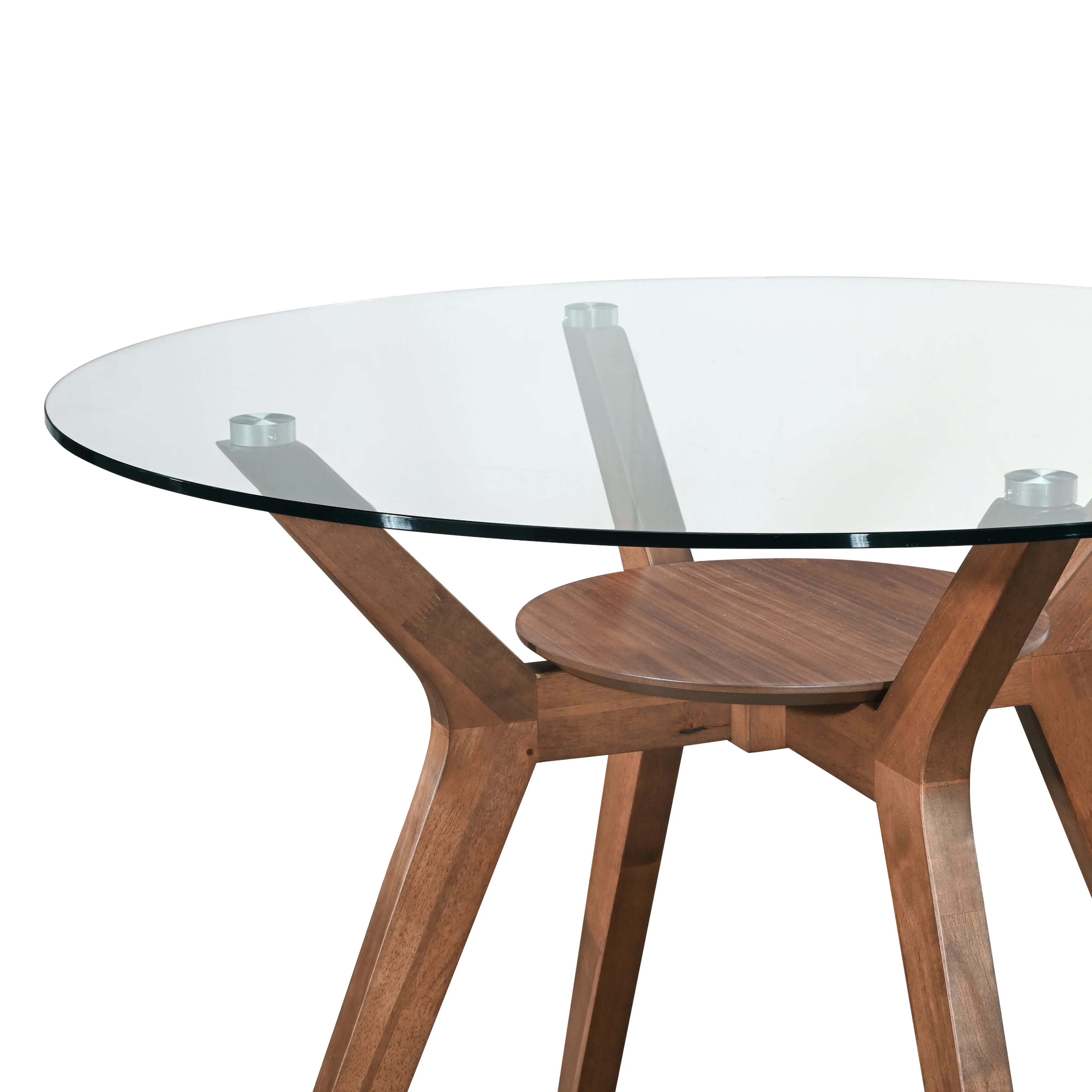 Oscar Dining Table Base For Glass Top Table-Walnut - Image 4