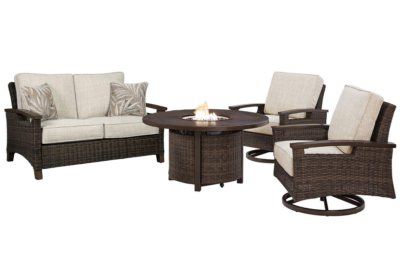 Paradise Trail Outdoor Loveseat, Lounge Chairs and Fire Pit Table - Image 2