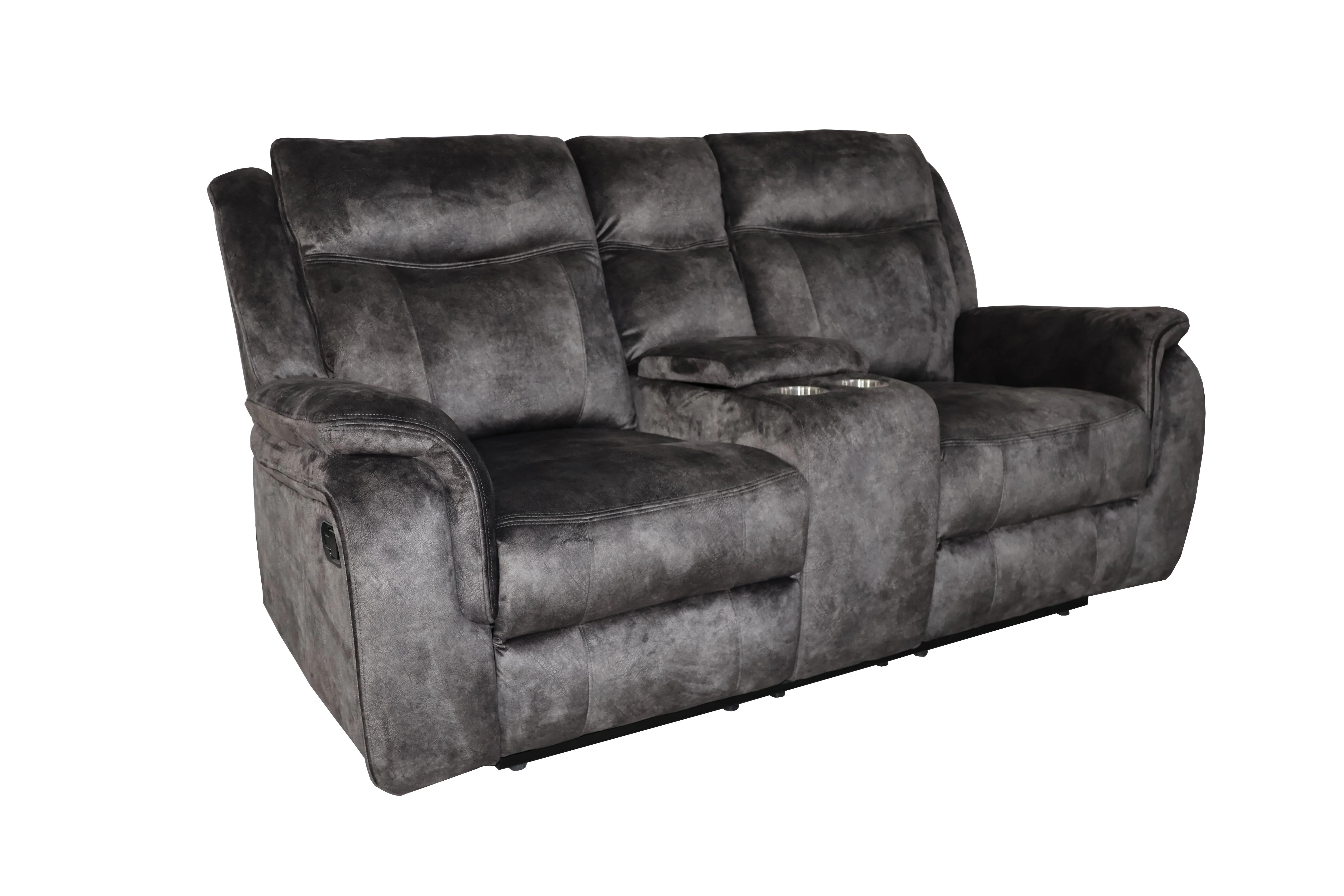 Park City Console Loveseat W/ Dual Recliners-Slate