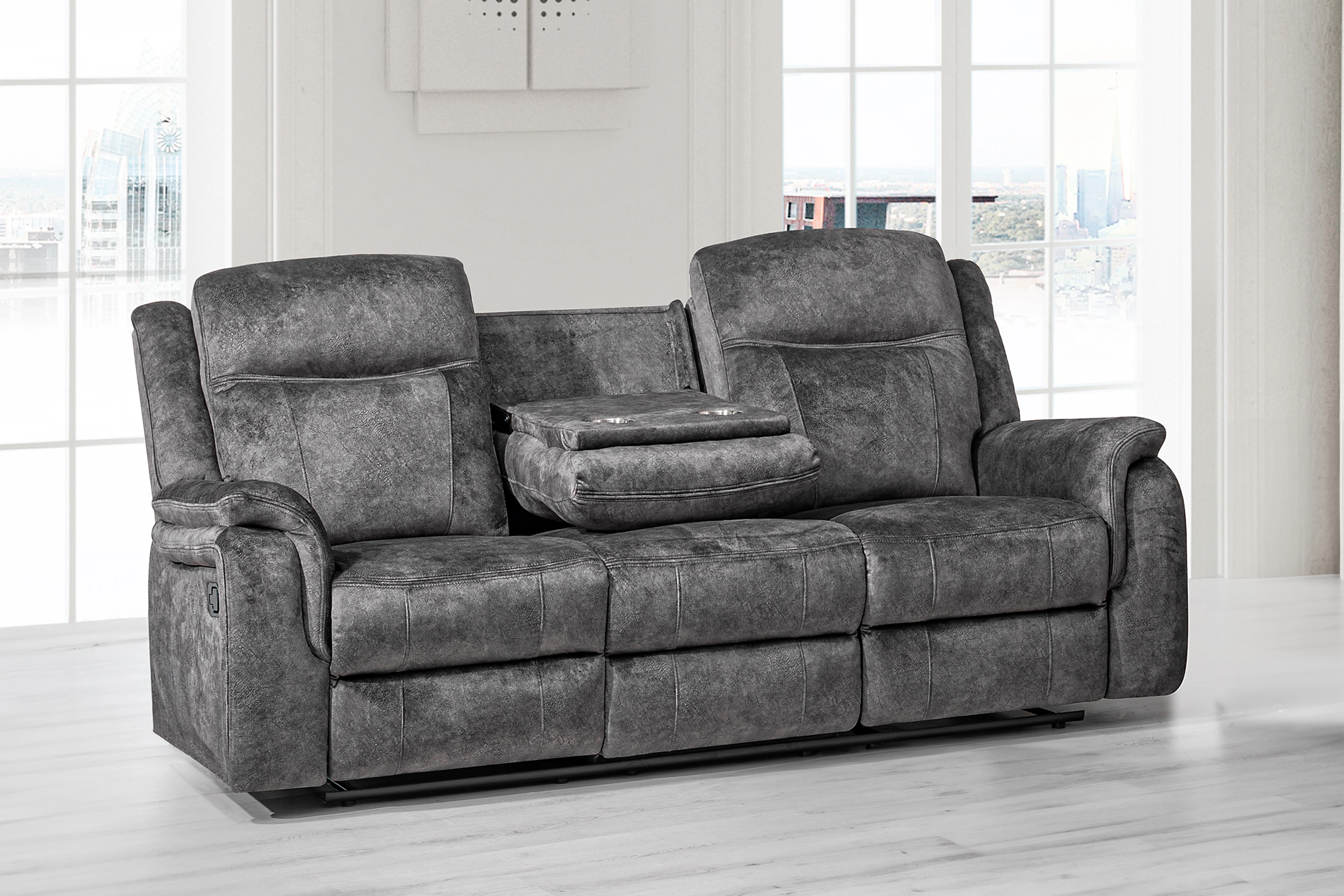 Park City Sofa W/Dual Recliner-Slate - Image 7