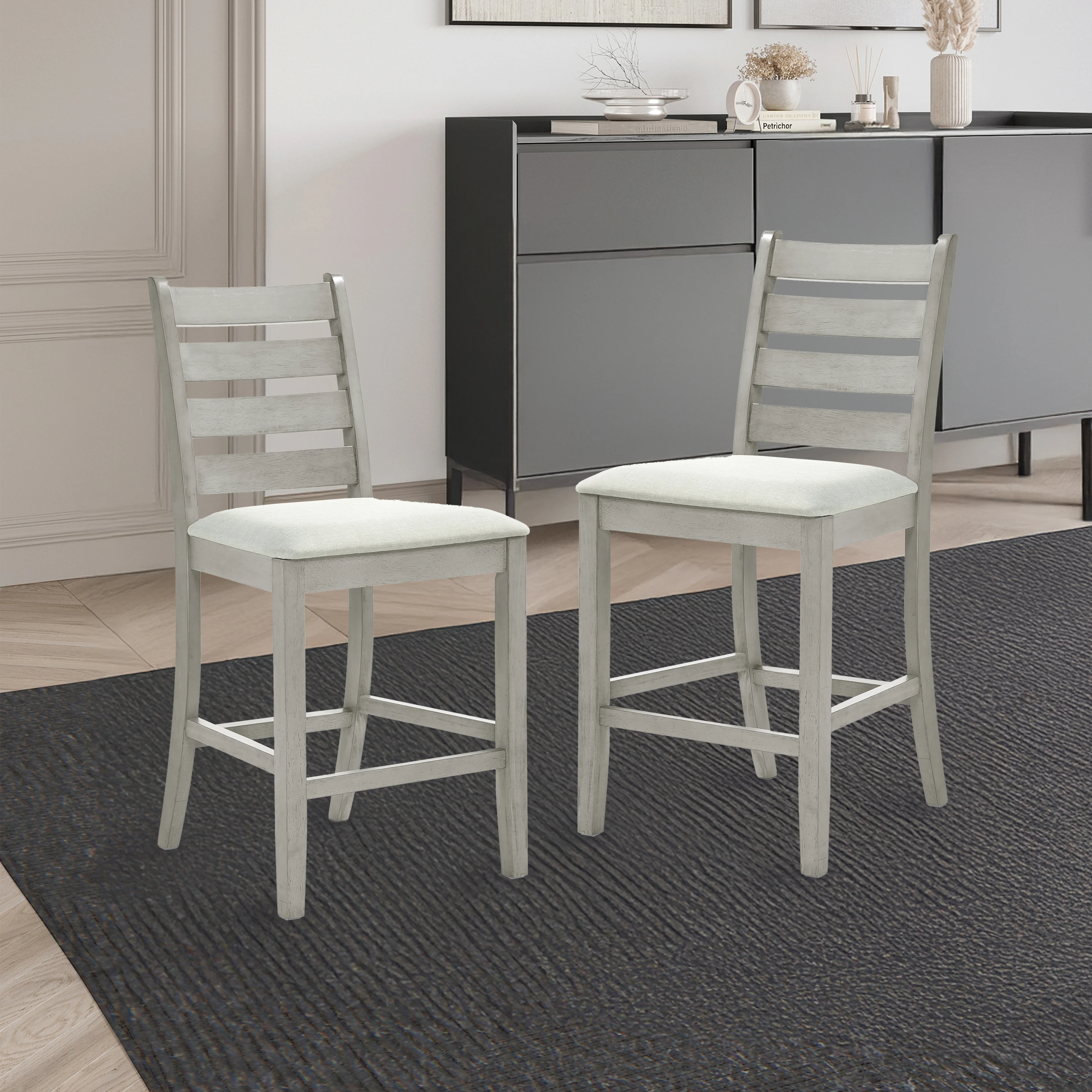 Pascal Ladderback Counter Chair (2 Per Carton)-Driftwood - Image 8