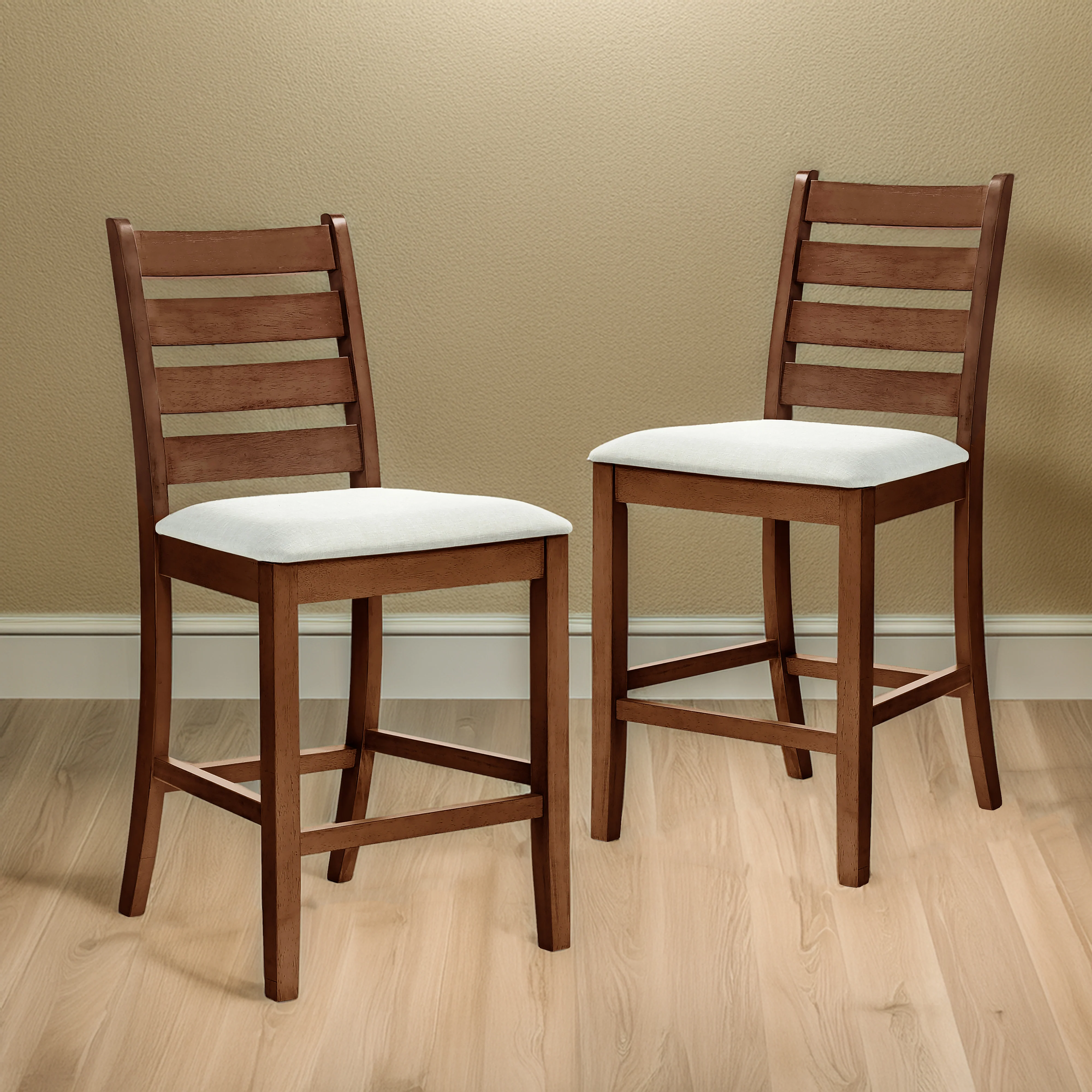 Pascal Ladderback Counter Chair (2 Per Carton)-Walnut - Image 7