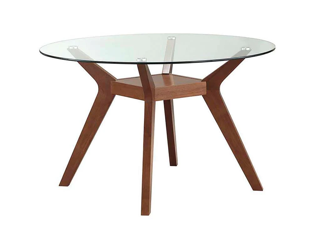 Paxton Mid Century Modern Nutmeg Glass Dining Table - Image 2