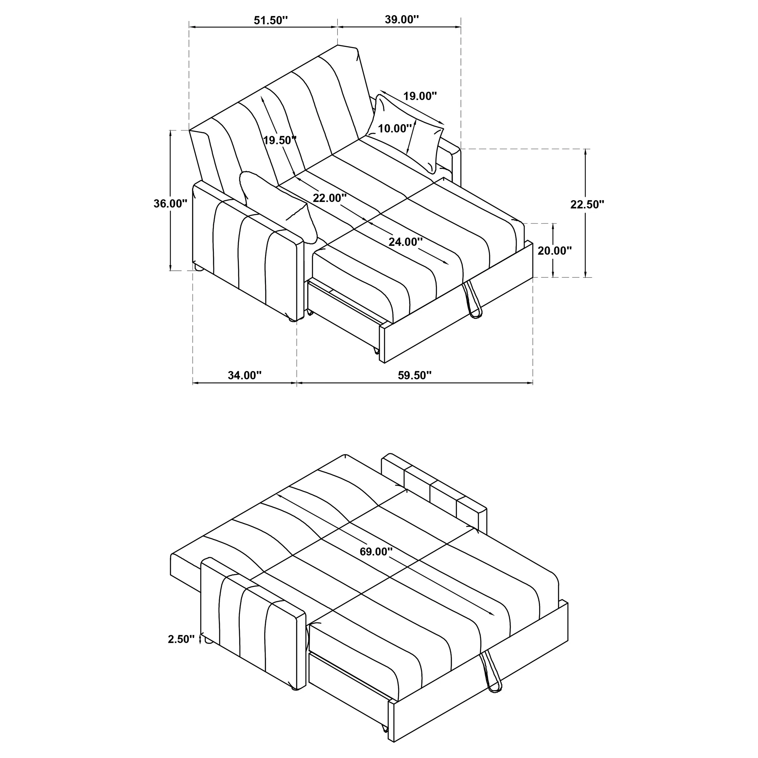 Portland Convertible Sleeper Sofa Bed - Image 29