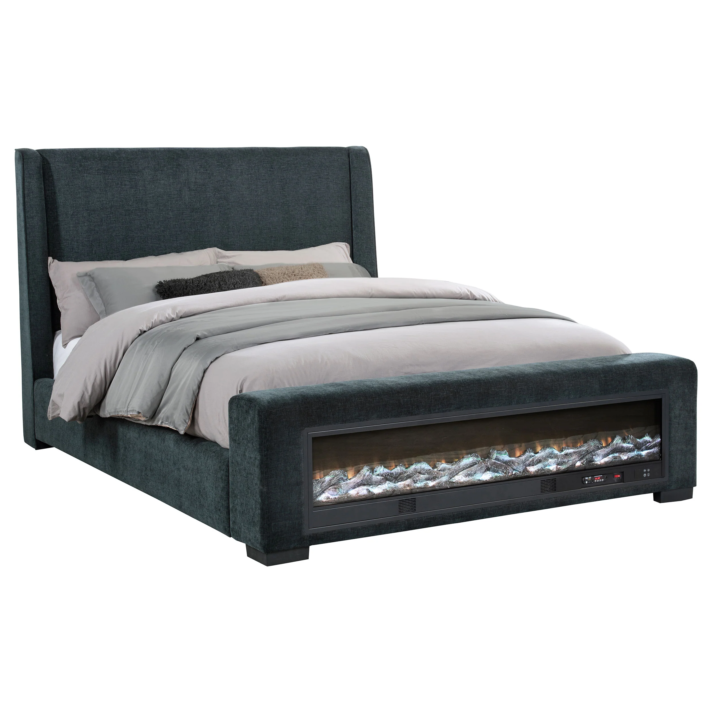 Preston Wingback Bed with Flame Visualizer and Bluetooth Speaker - Image 3