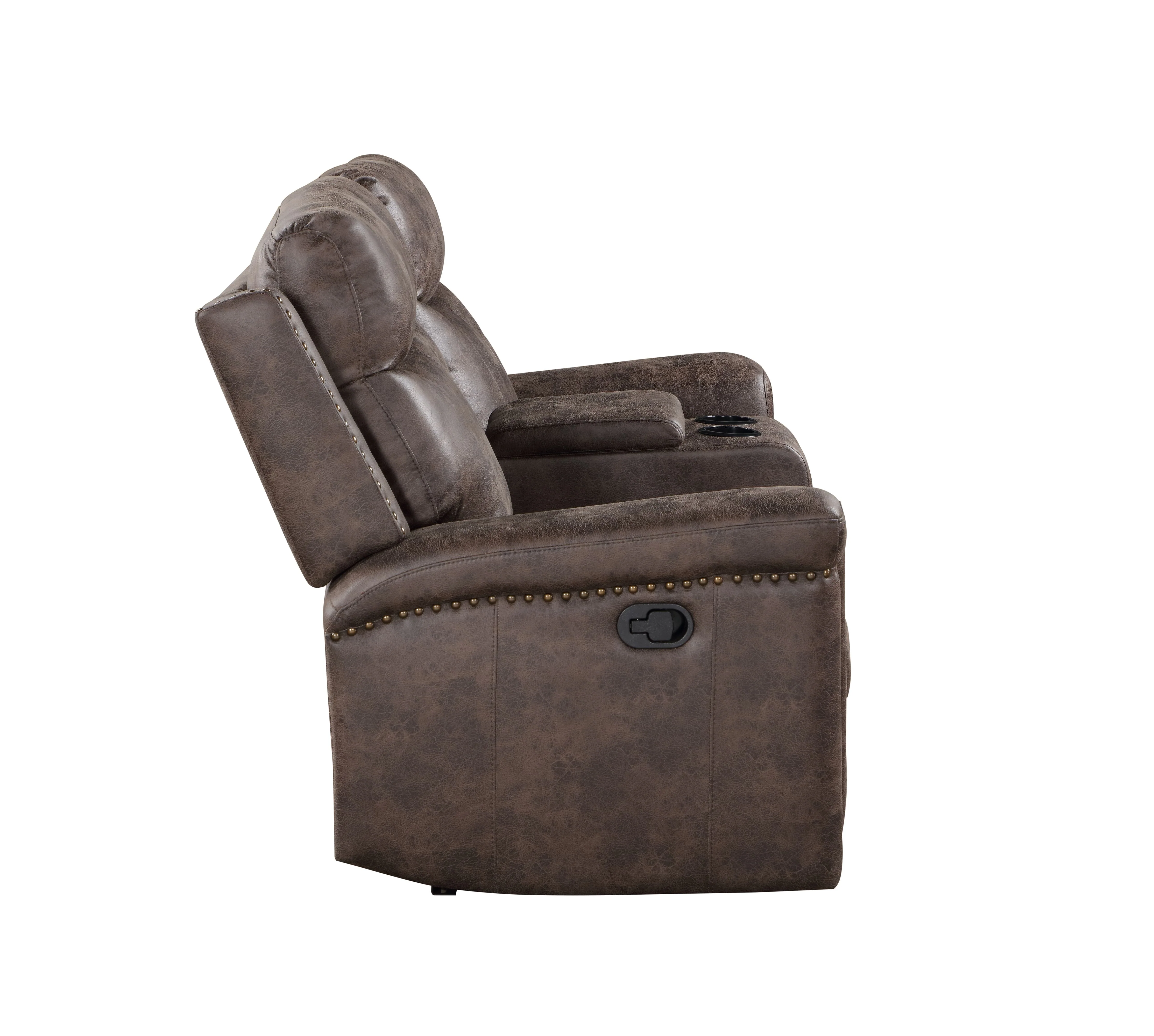Quade Console Loveseat W/ Dual Recliners-Mocha - Image 3