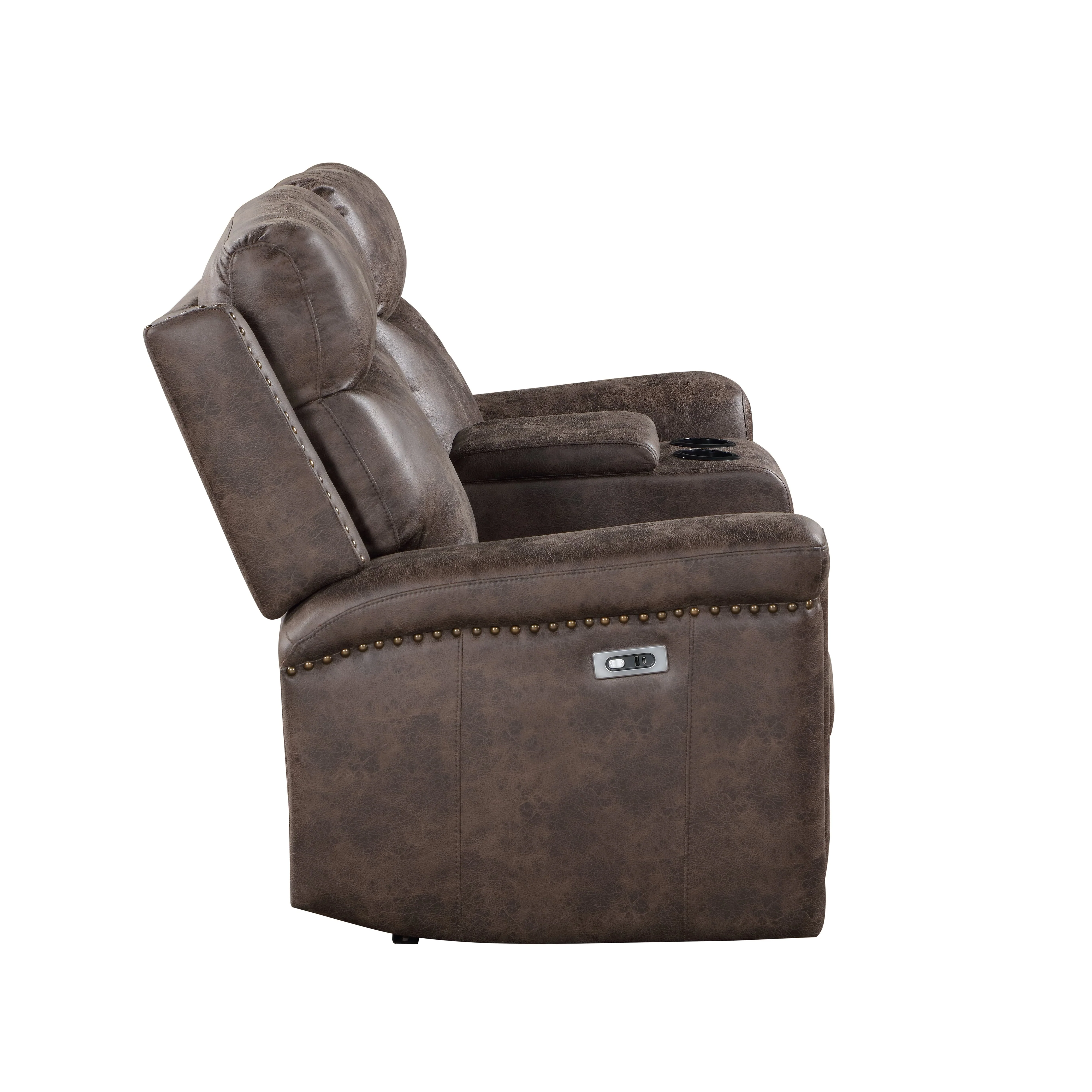 Quade Console Loveseat W/ Pwr Fr-Mocha - Image 3