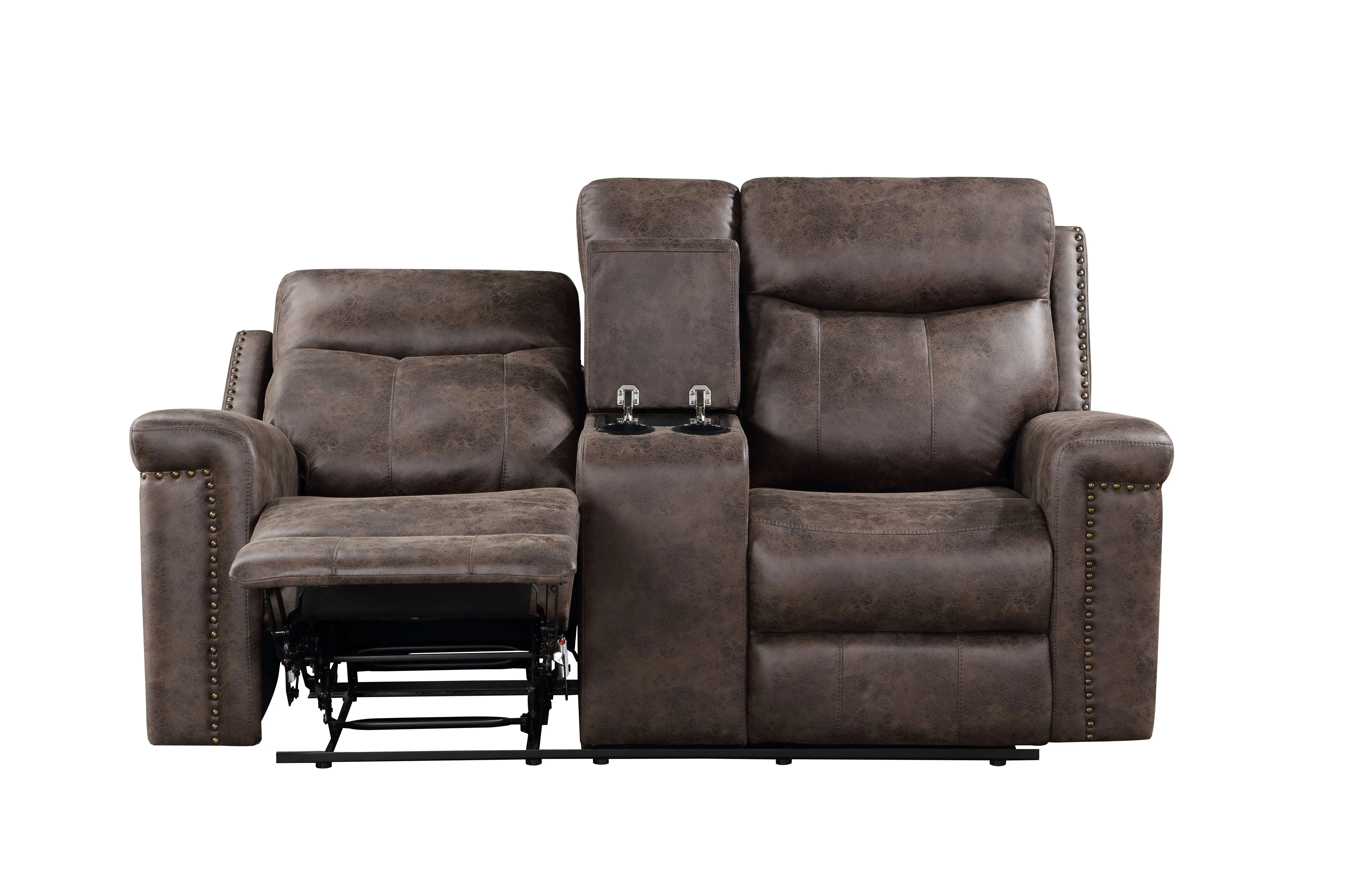 Quade Console Loveseat W/ Pwr Fr-Mocha - Image 4