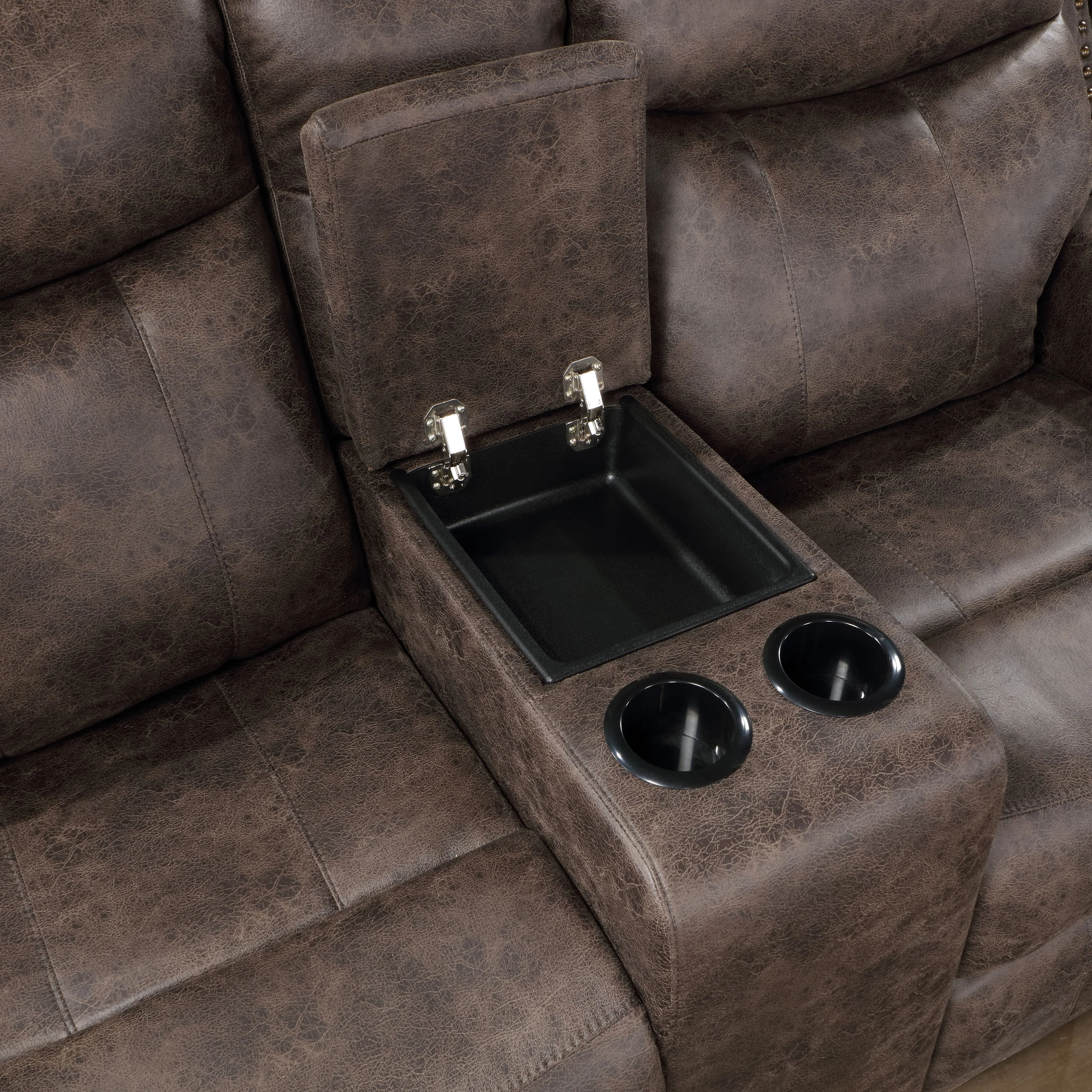 Quade Console Loveseat W/ Pwr Fr-Mocha - Image 5