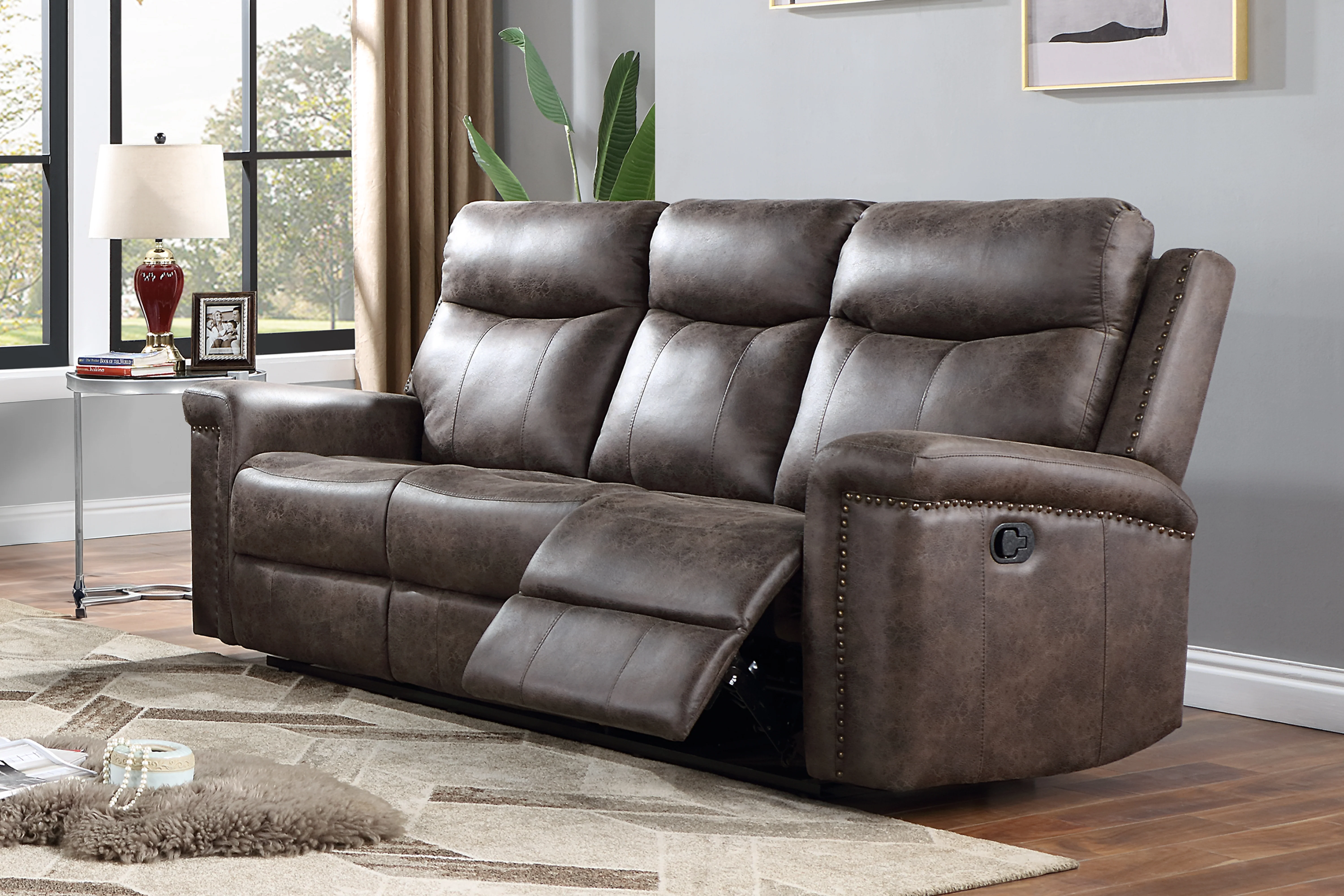 Quade Sofa W/Dual Recliner-Mocha - Image 9