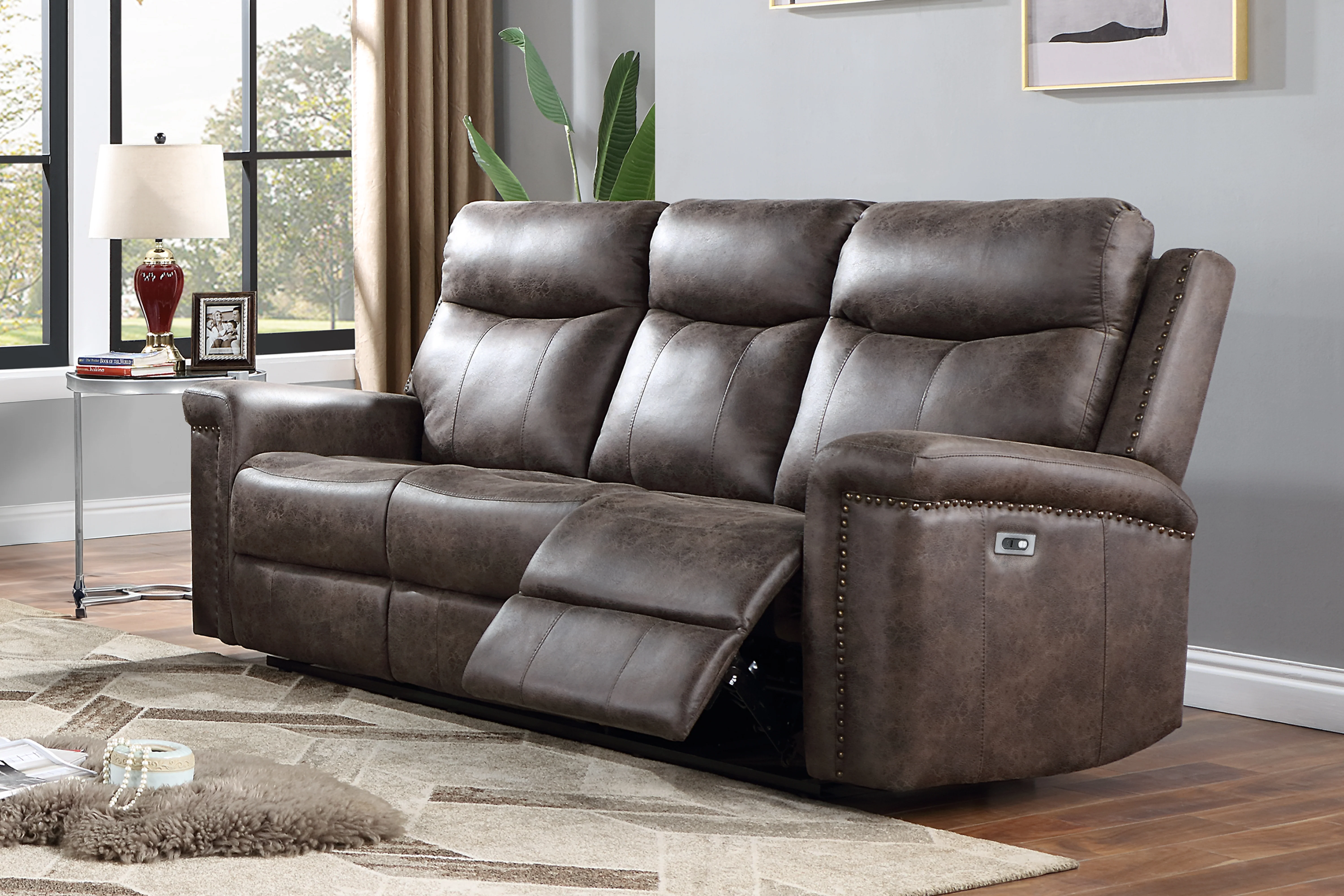 Quade Sofa W/Pwr Fr-Mocha - Image 9