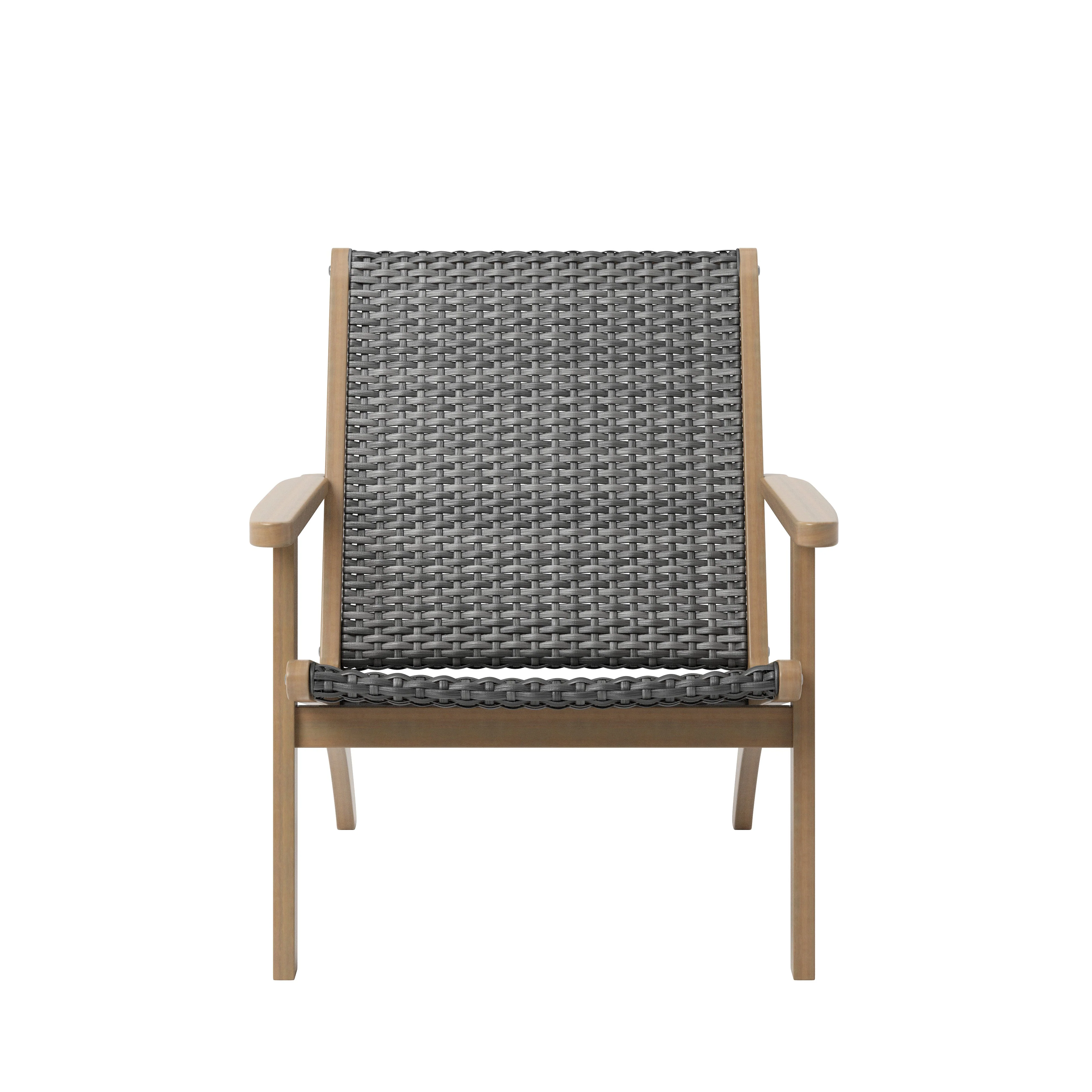 Radius Patio Wood And Gray Wicker Side Chair (2 Per Carton) - Image 2