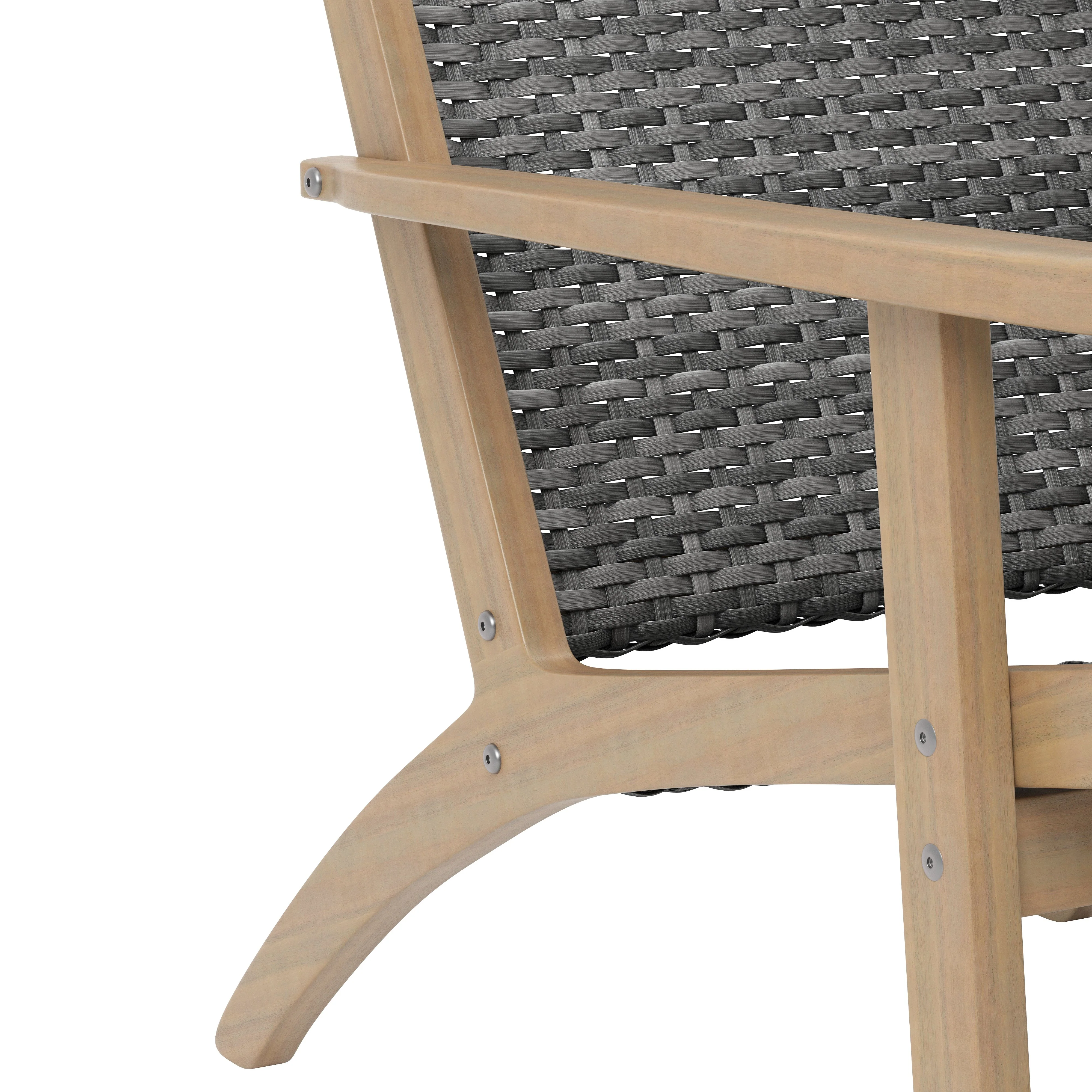Radius Patio Wood And Gray Wicker Side Chair (2 Per Carton) - Image 5