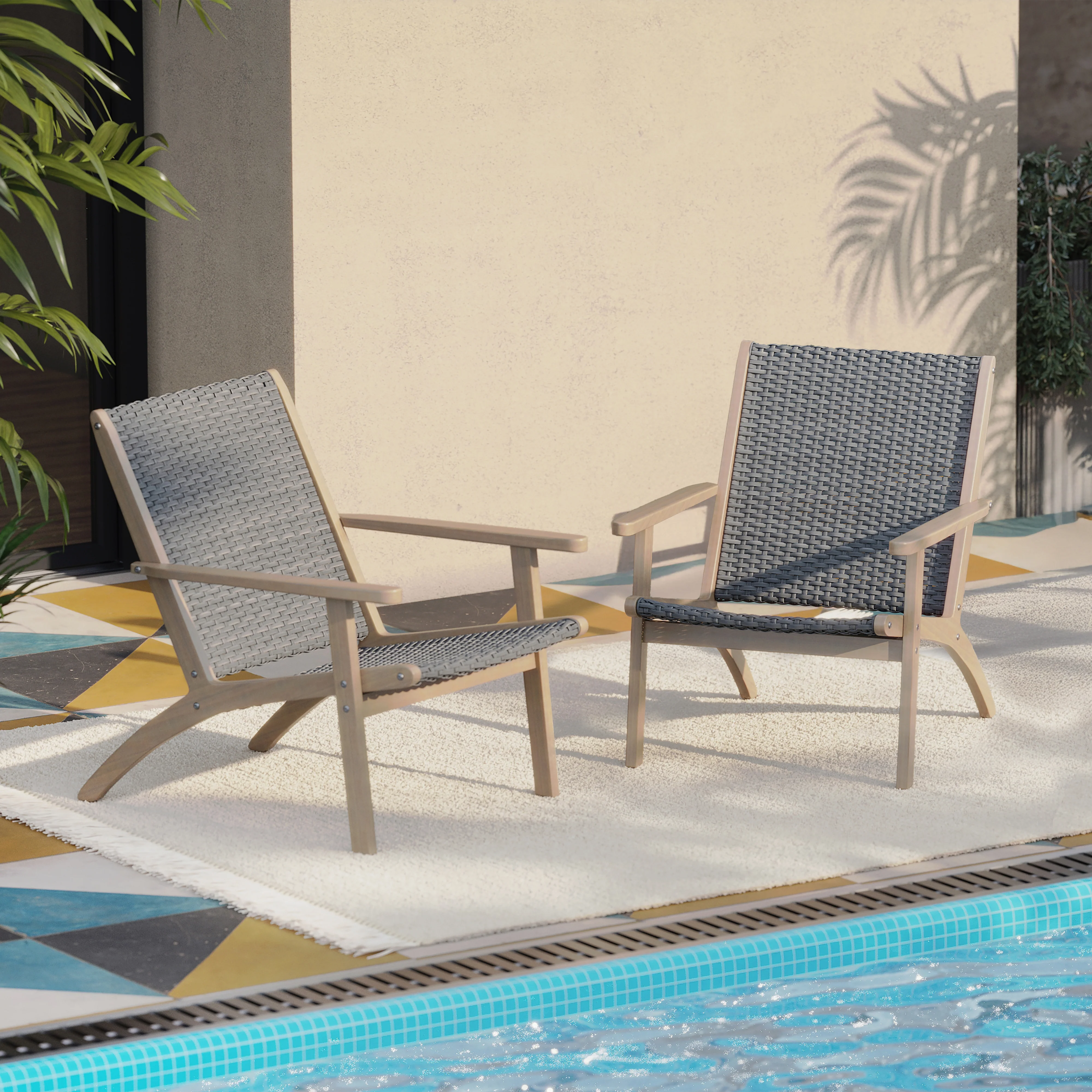 Radius Patio Wood And Gray Wicker Side Chair (2 Per Carton) - Image 7