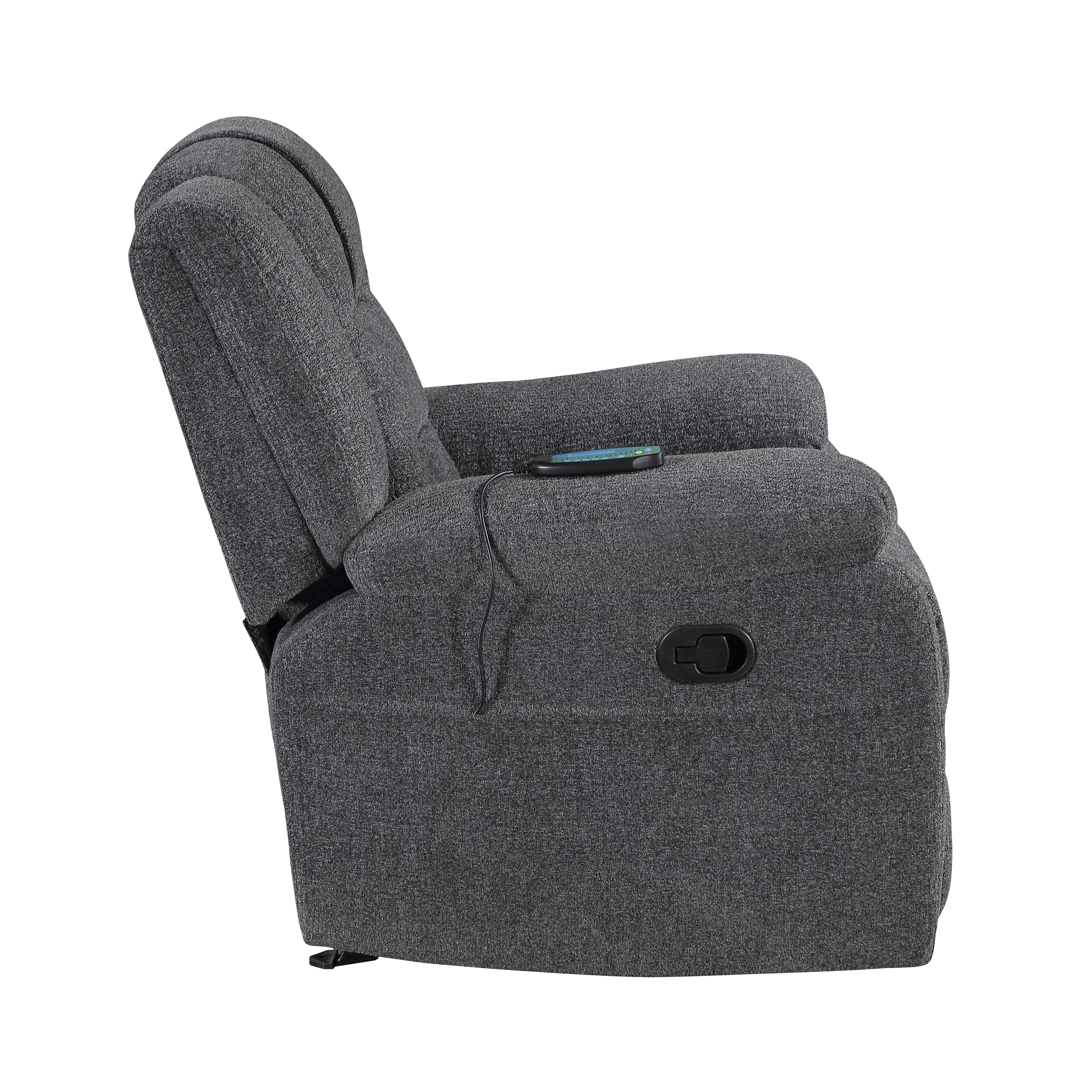 Redondo Glider Recliner W/Heat And Massage-Dk Gray - Image 5