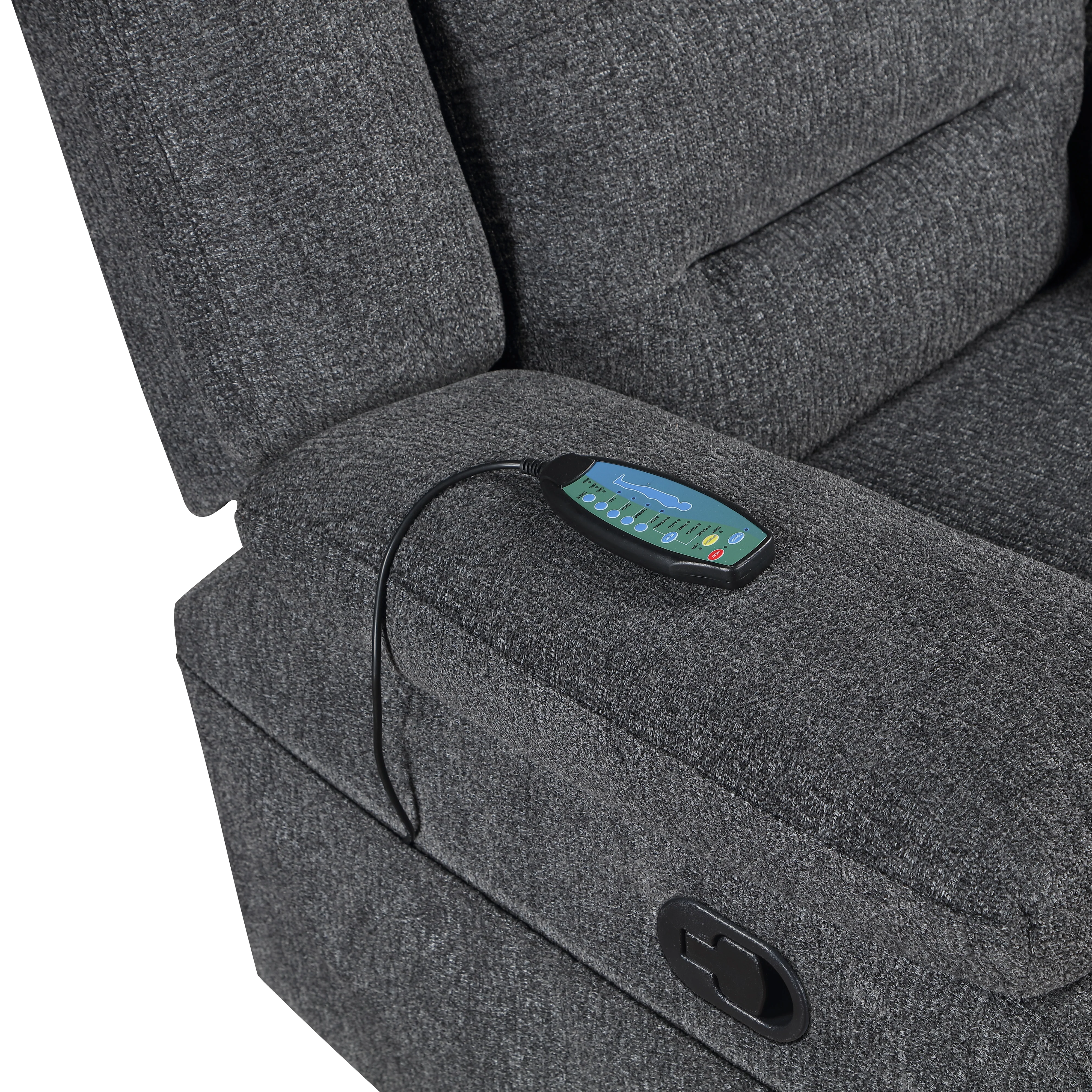 Redondo Glider Recliner W/Heat And Massage-Dk Gray - Image 7