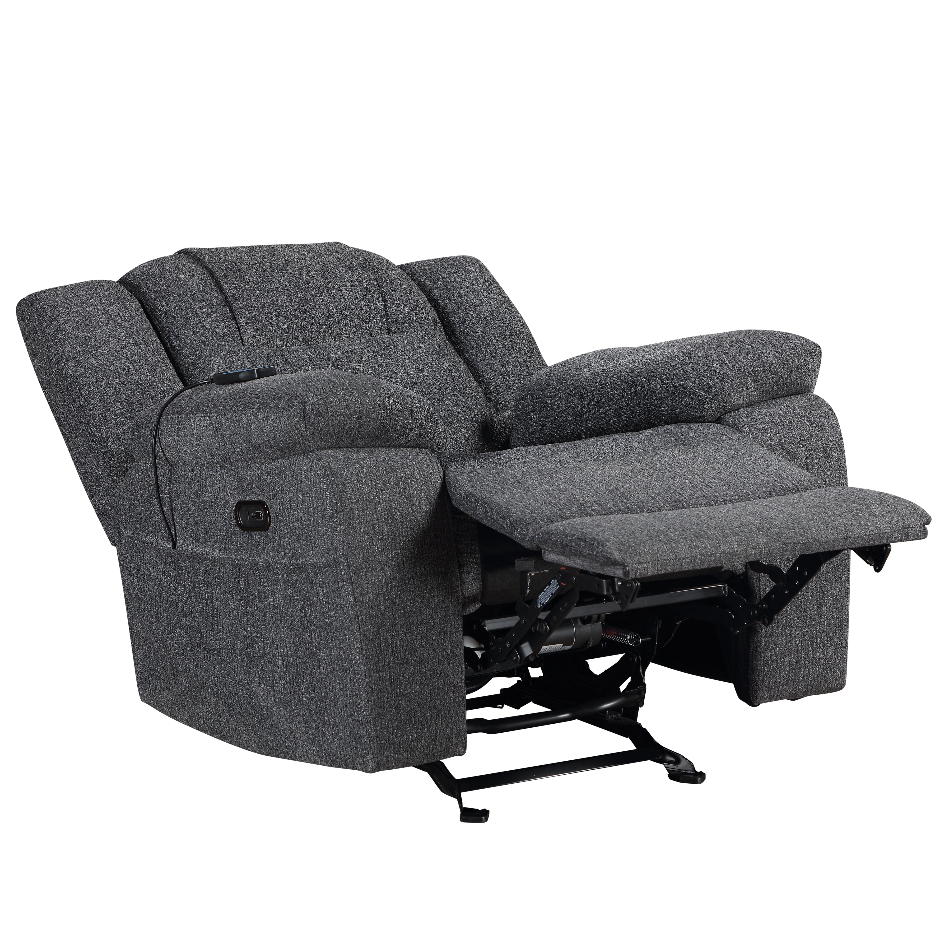 Redondo Glider Recliner W/Heat, Massage, Pwr Fr -Dk Gray - Image 4