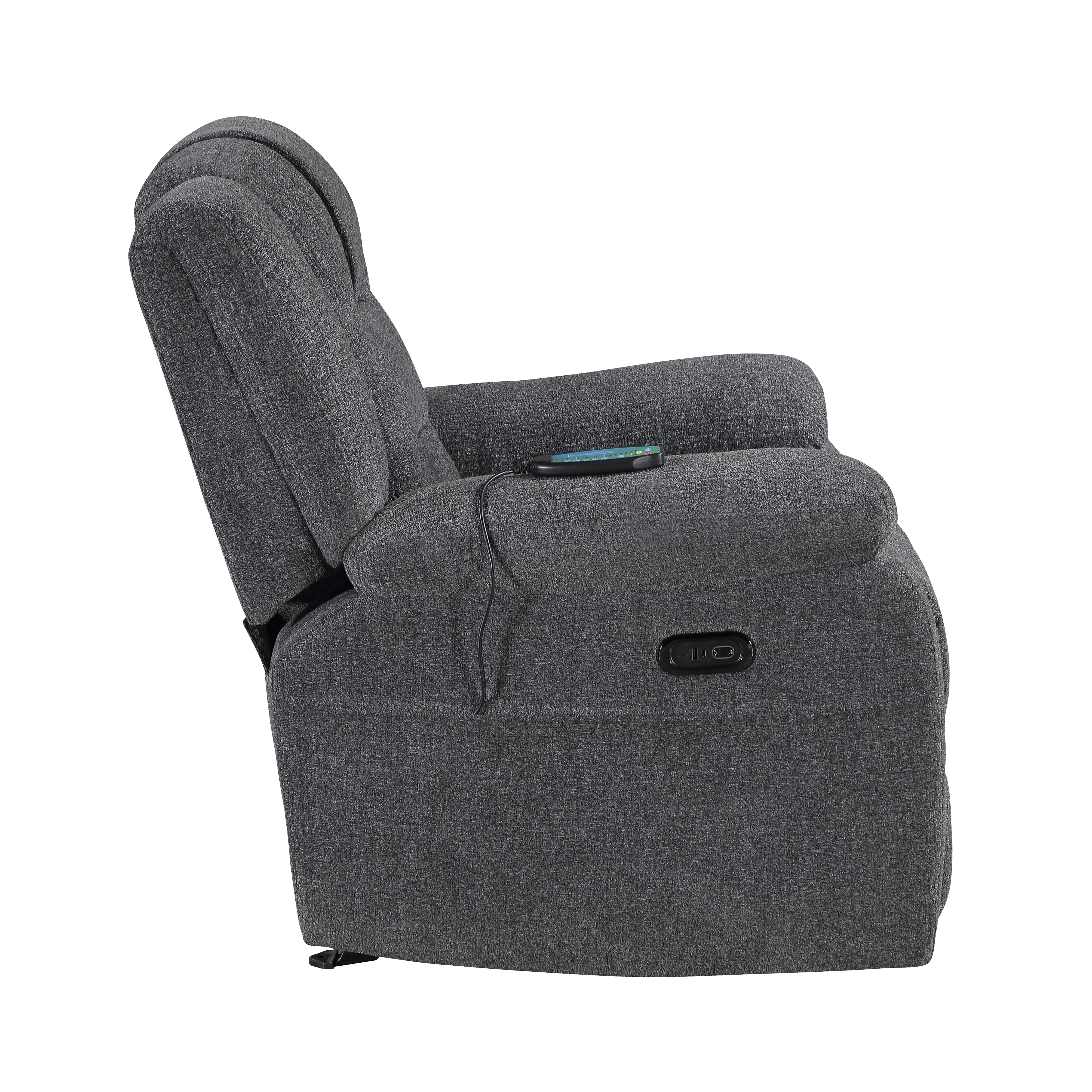 Redondo Glider Recliner W/Heat, Massage, Pwr Fr -Dk Gray - Image 5