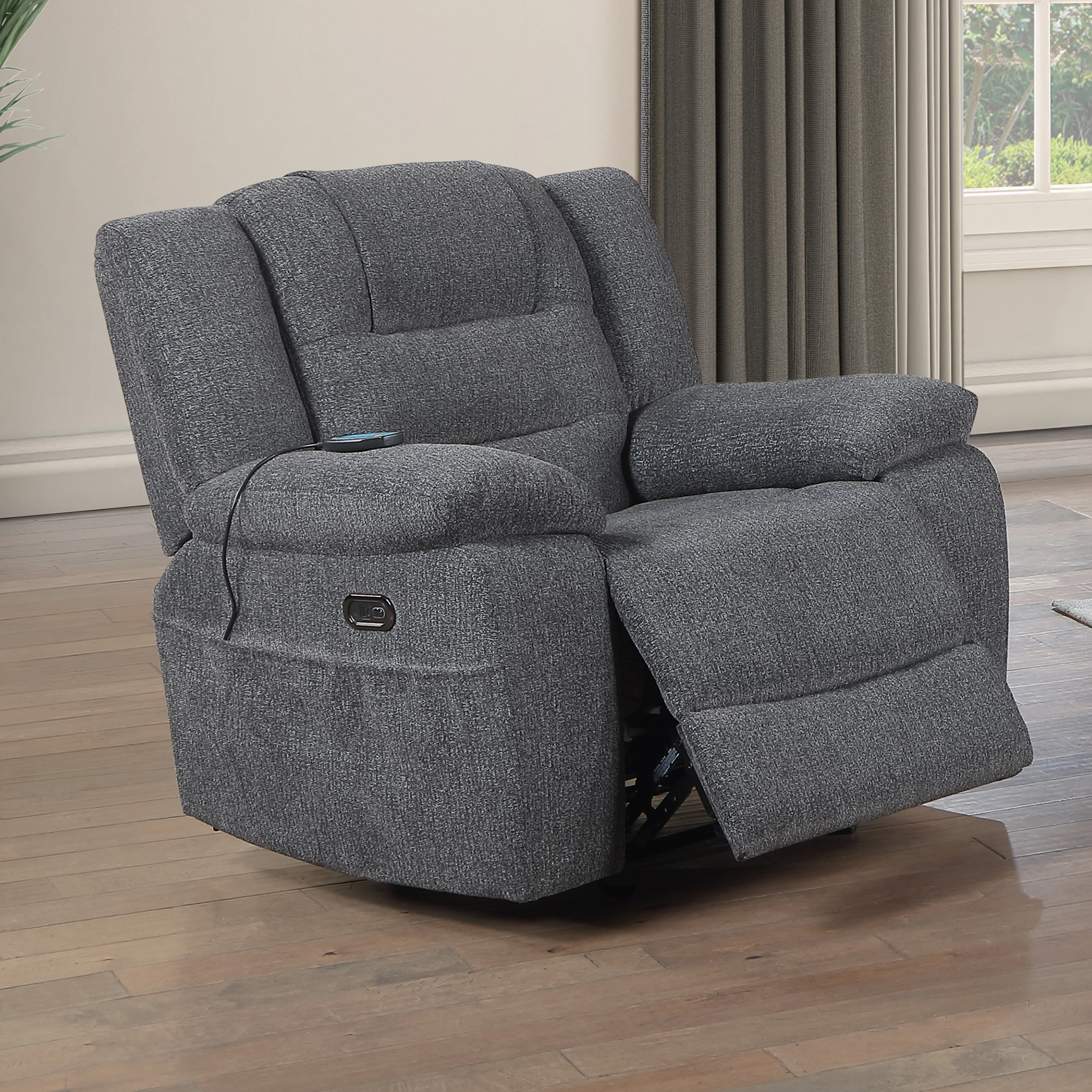 Redondo Glider Recliner W/Heat, Massage, Pwr Fr -Dk Gray - Image 8