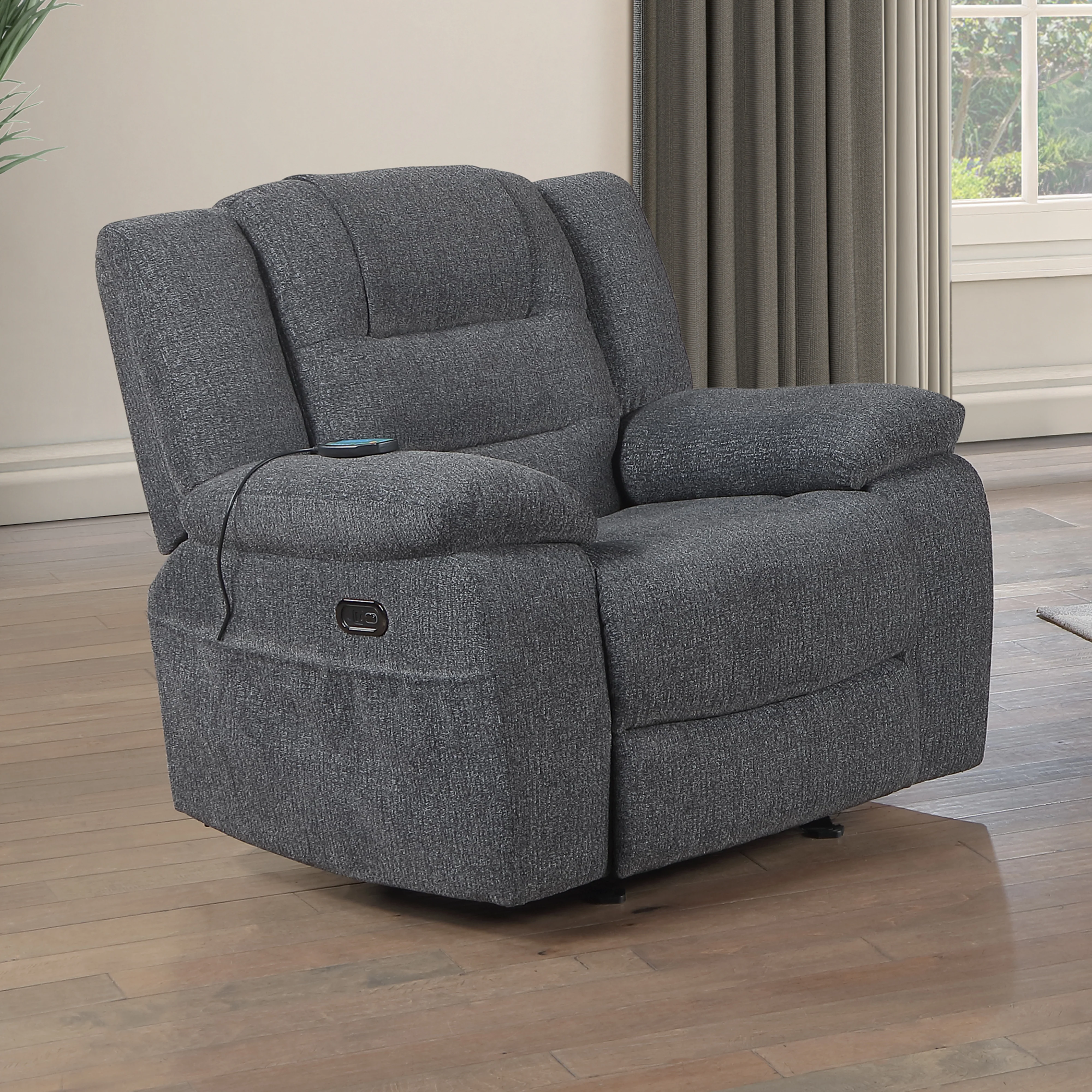 Redondo Glider Recliner W/Heat, Massage, Pwr Fr -Dk Gray - Image 9