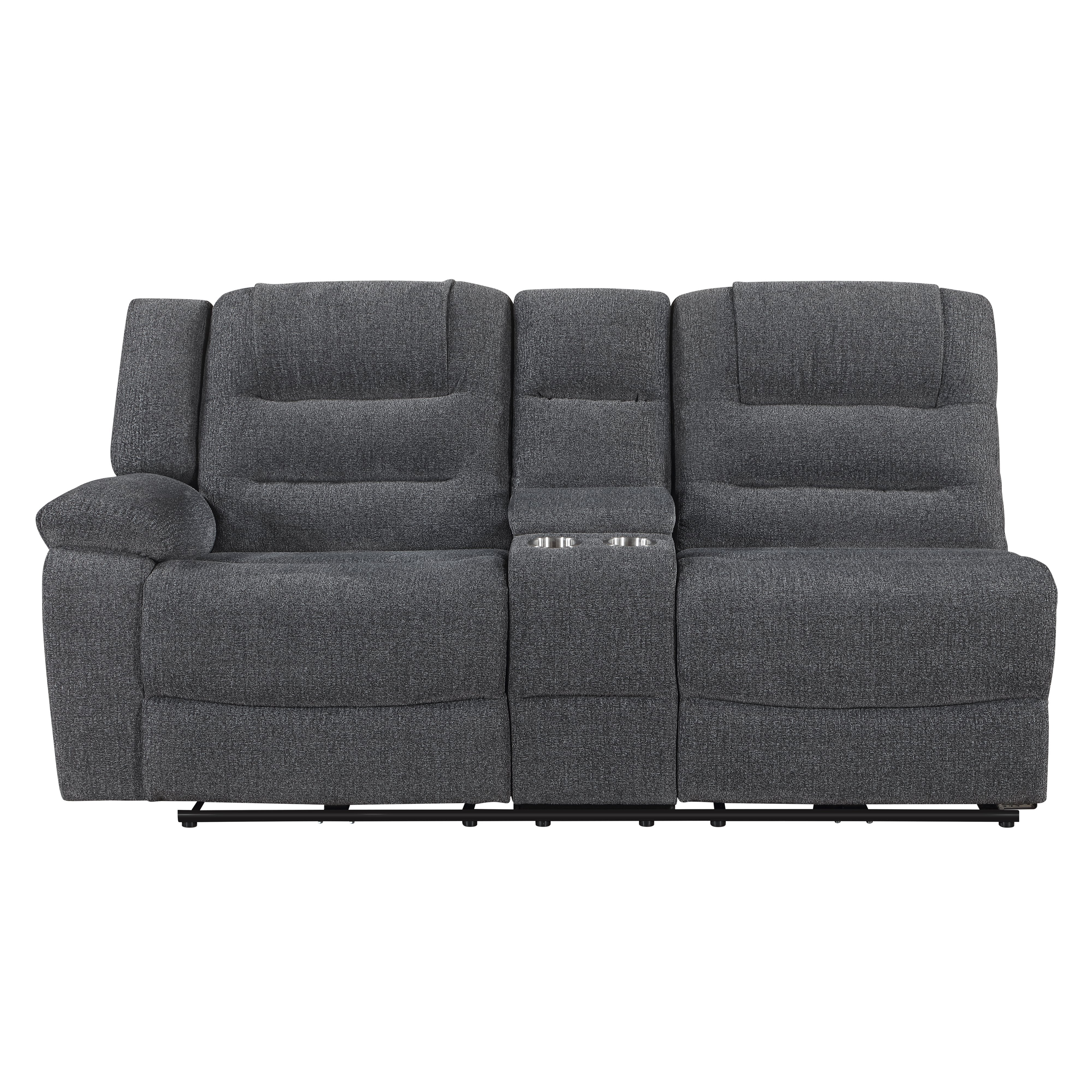 Redondo Laf Console Loveseat W/ 2 Recliners-Dk Gray - Image 2