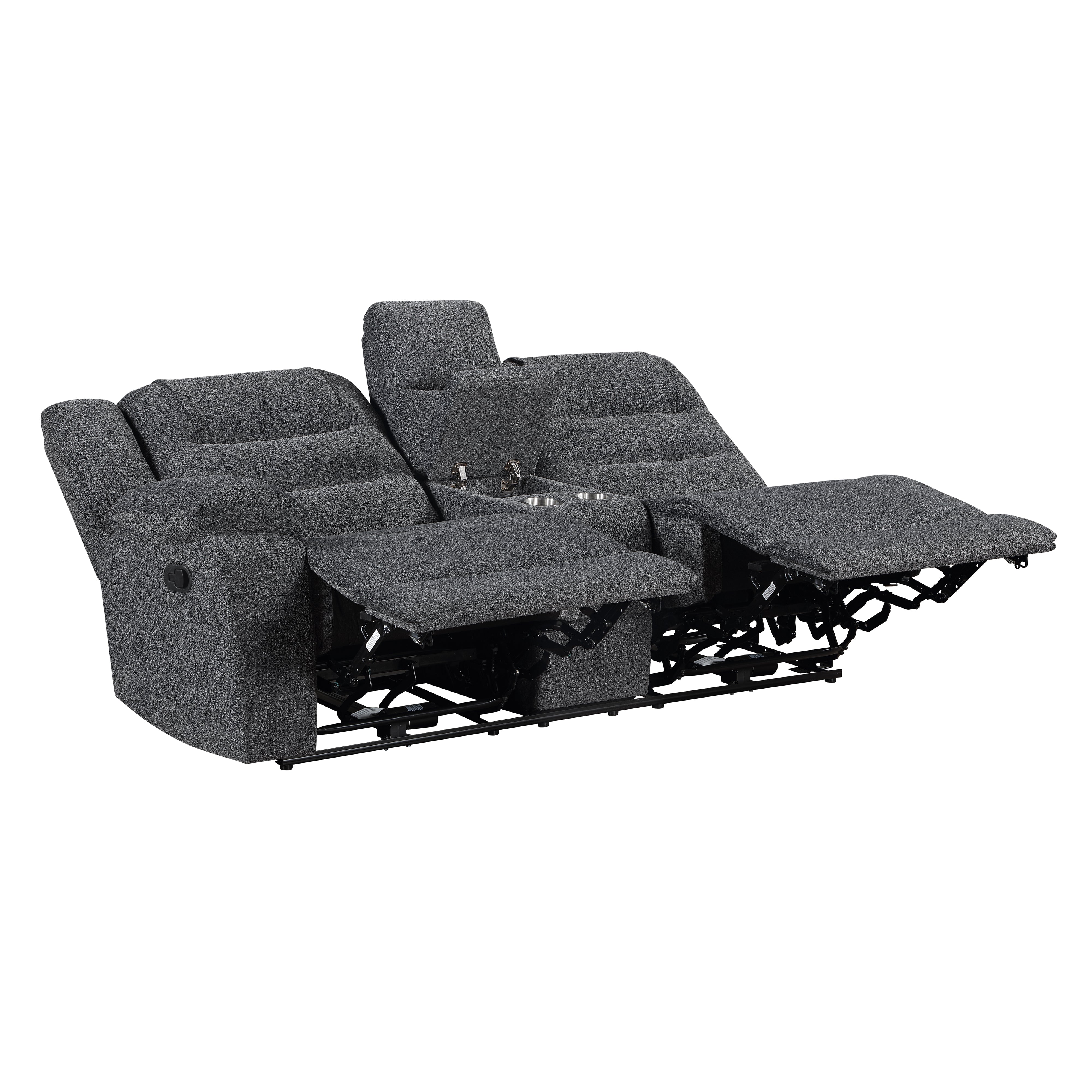 Redondo Laf Console Loveseat W/ 2 Recliners-Dk Gray - Image 4