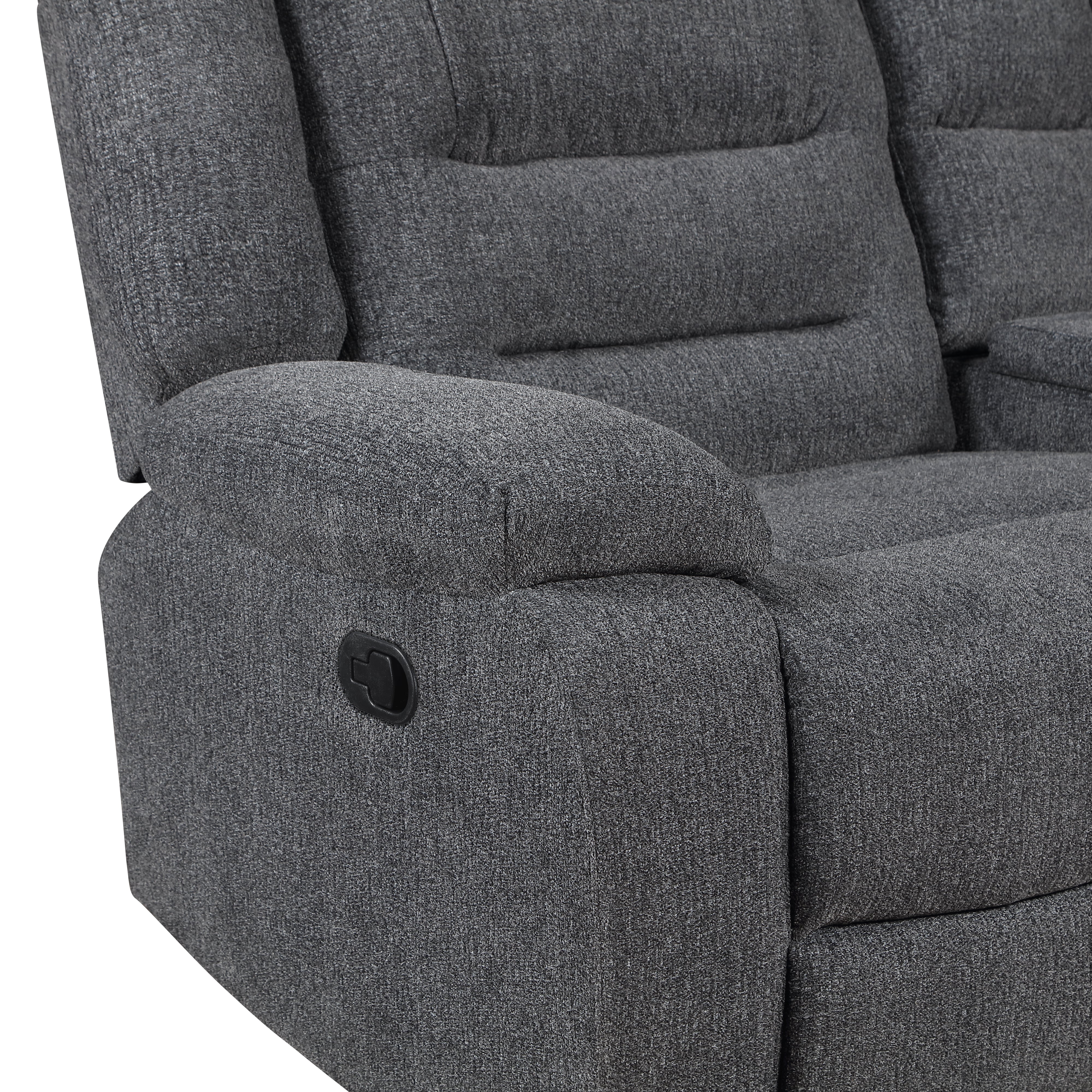 Redondo Laf Console Loveseat W/ 2 Recliners-Dk Gray - Image 7